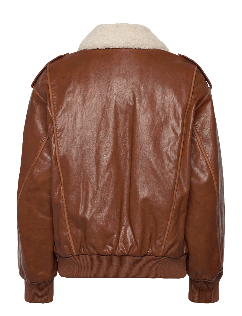 Mango - Oversized jacket with borg collar - forårsjakker - brown - 2