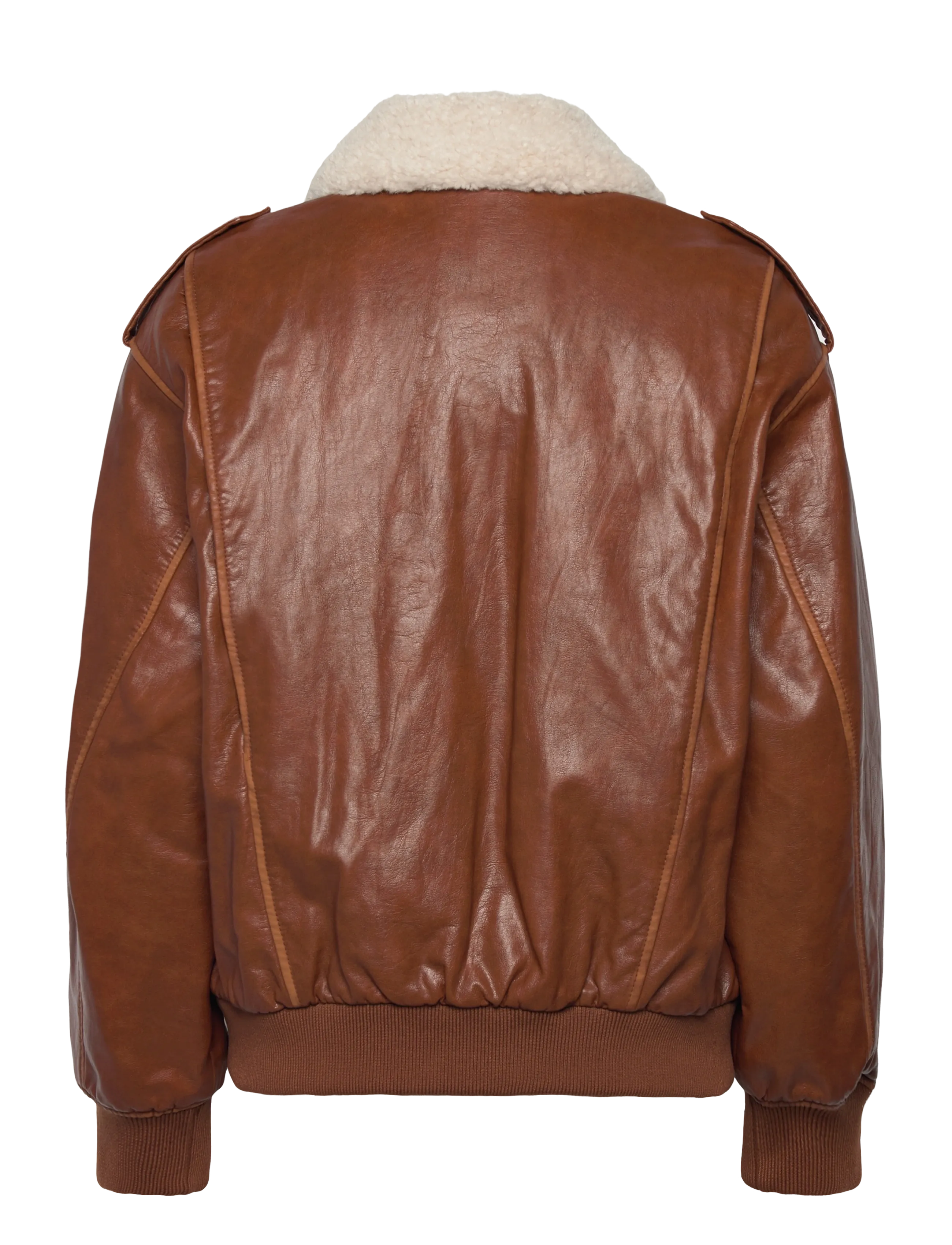 Mango - Oversized jacket with borg collar - overtøj - brown - 2