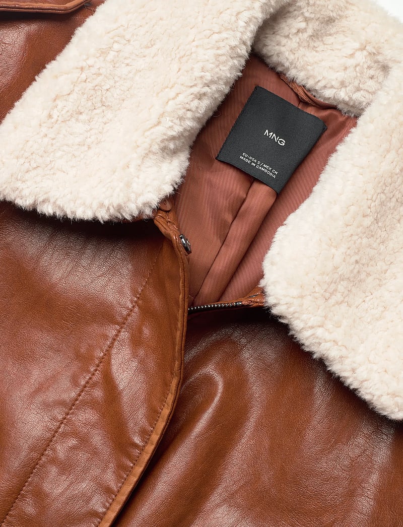 Mango - Oversized jacket with borg collar - forårsjakker - brown - 4