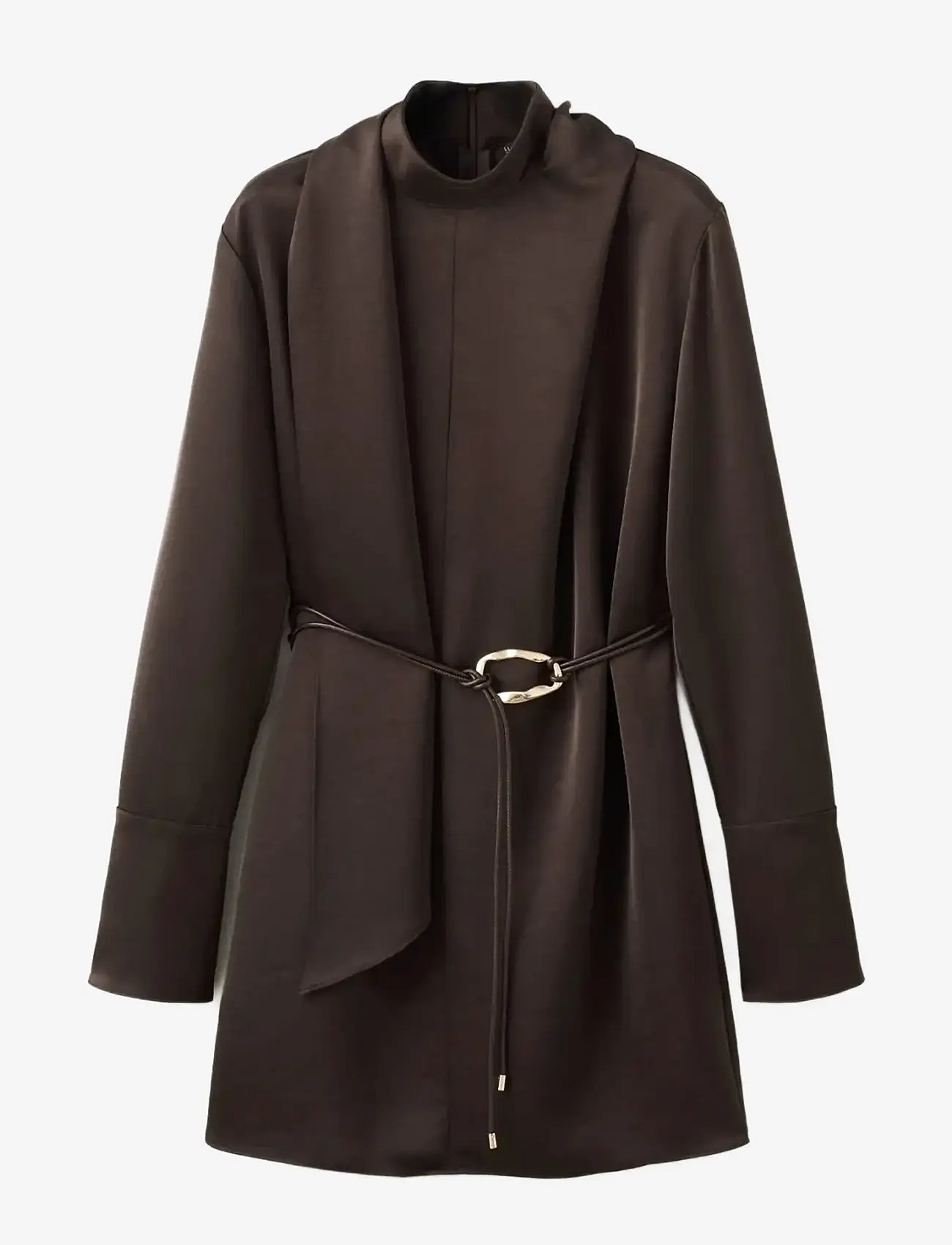 Mango - Satin dress with foulard - cocktailkleider - brown - 1