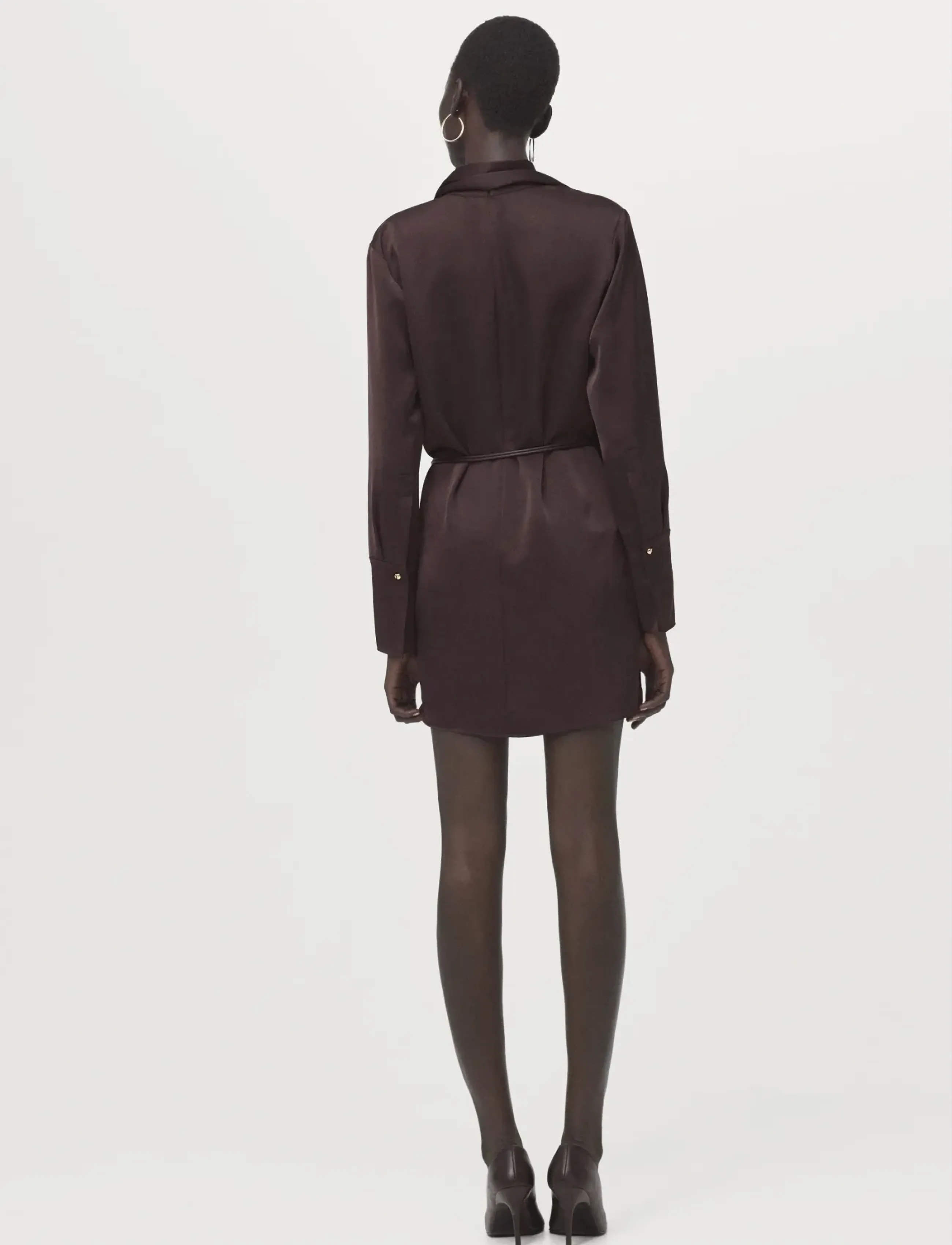 Mango - Satin dress with foulard - cocktailkjoler - brown - 2