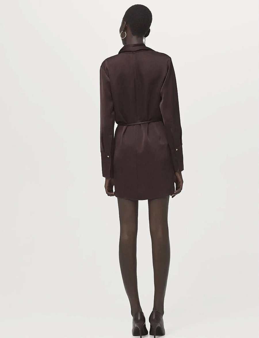 Mango - Satin dress with foulard - cocktailkjoler - brown - 2