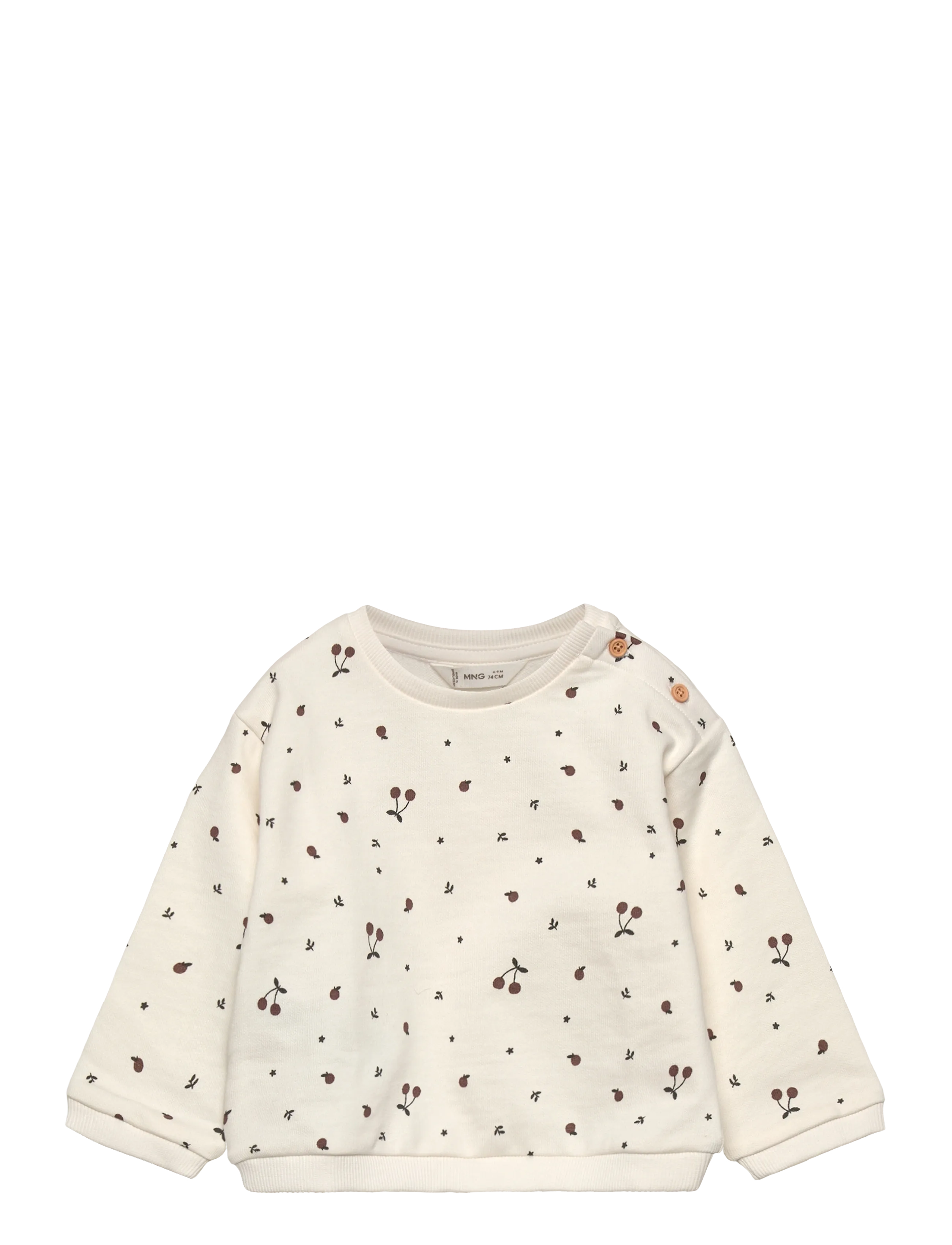 Mango Printed Cotton Sweatshirt, Børn, Baby Printet Sweatshirt, Cream, Str: 6-9M