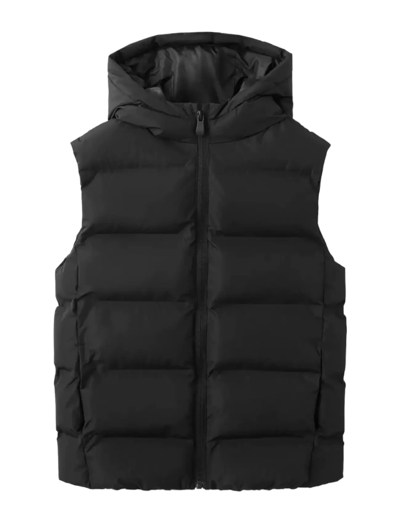 Mango Quilted gilet with hood - Kinder 98-134 - BLACK / black