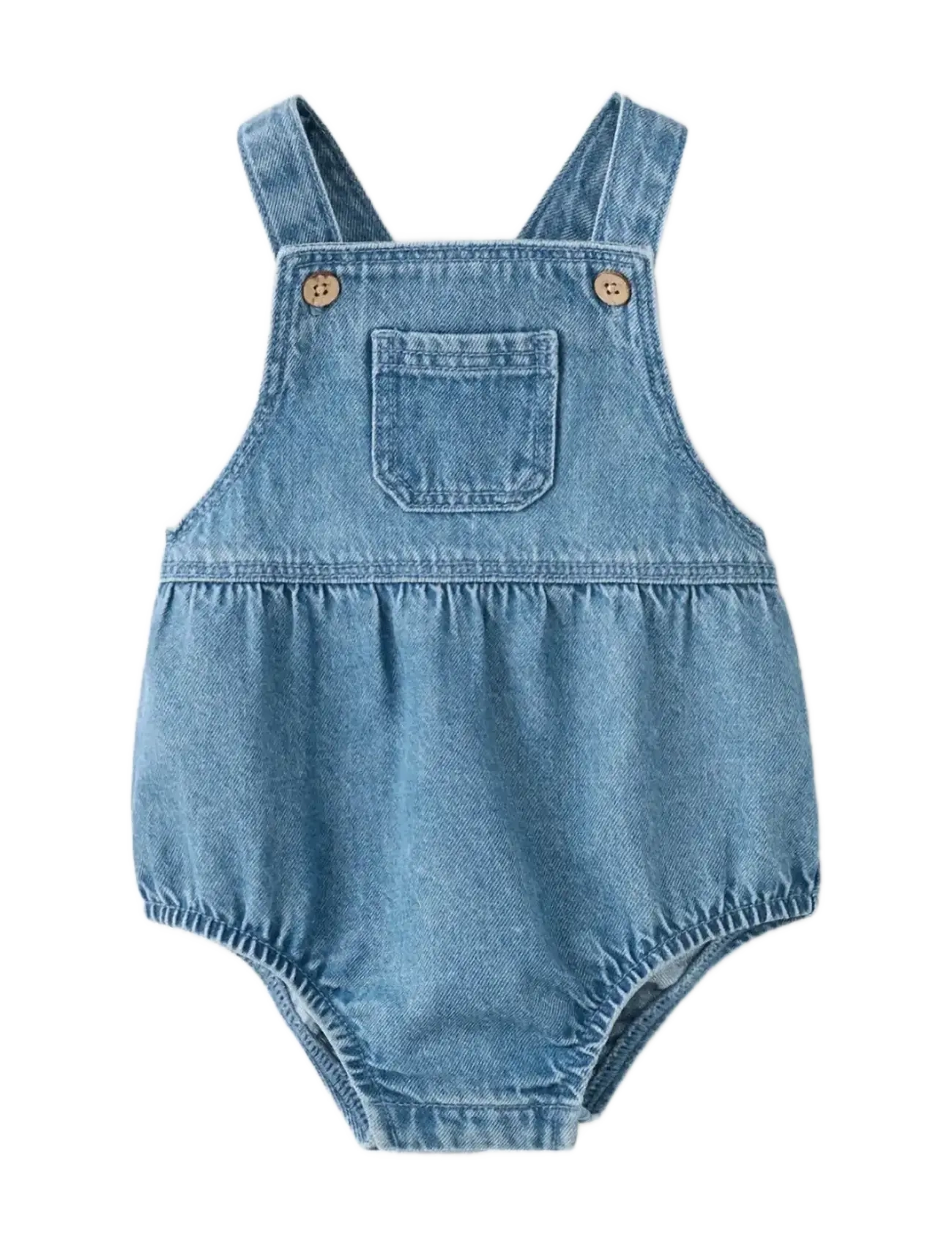 Mango Denim Cotton Romper, 12-18M, Blue > Jumpsuits, Børn