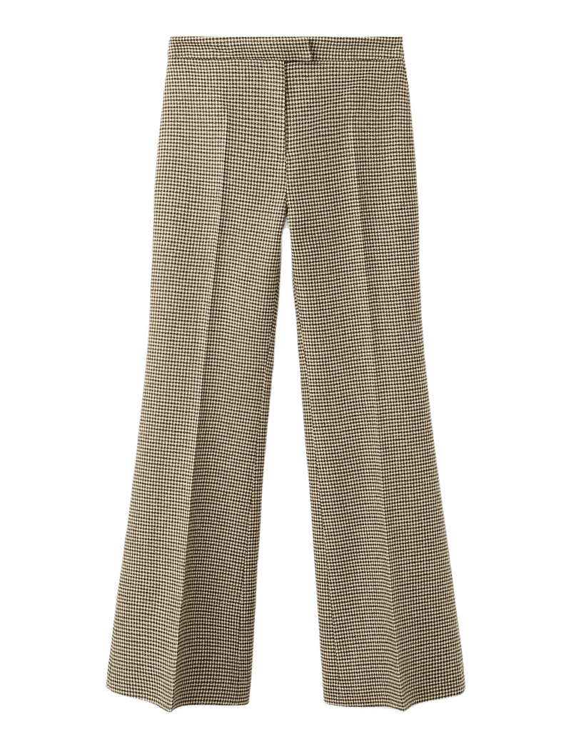 Mango - Houndstooth wool-blend trousers - utsvängda byxor - medium brown - 1