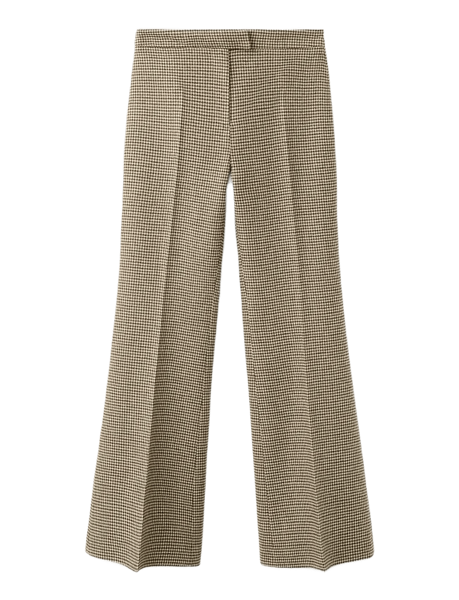 Mango - Houndstooth wool-blend trousers - flare bukser - medium brown - 1