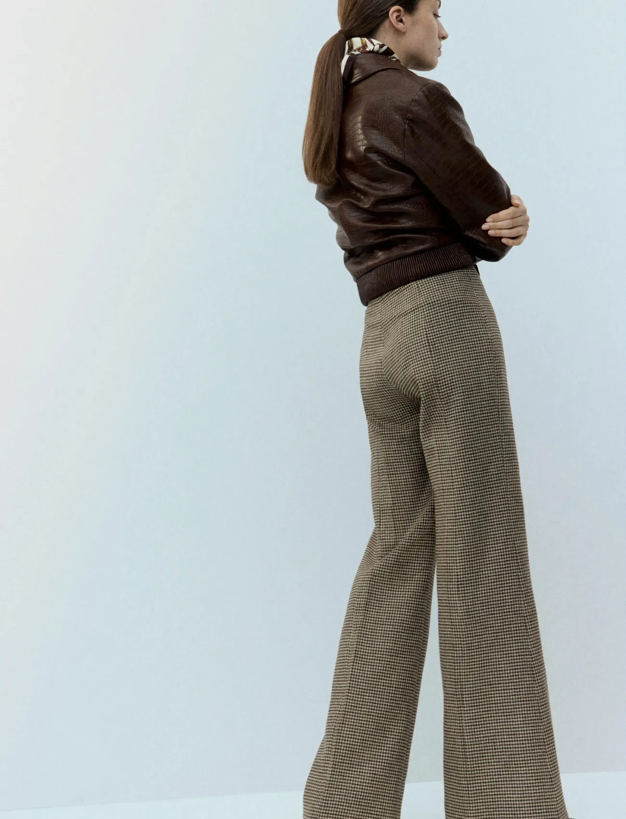 Mango - Houndstooth wool-blend trousers - bukser - medium brown - 2