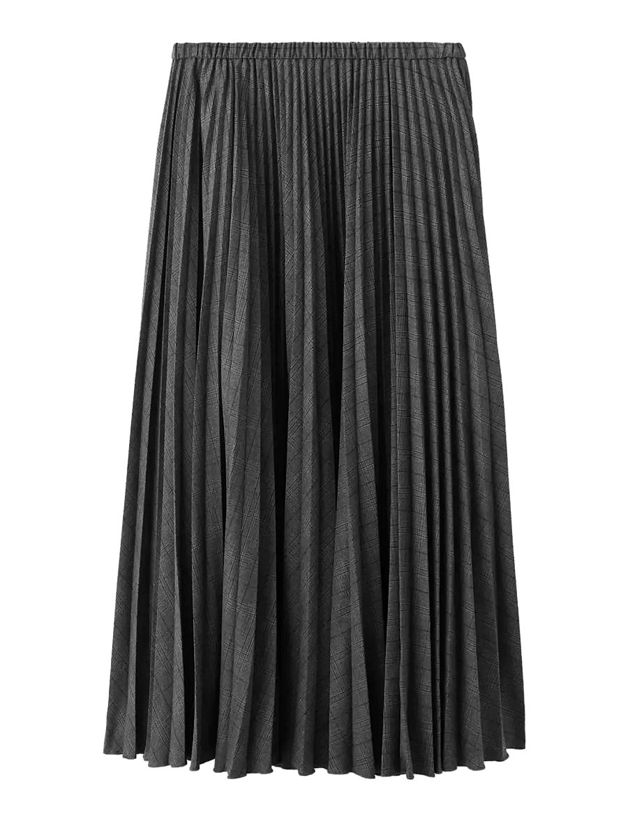 Mango - Checked pleated skirt - plisserede nederdele - grey - 1