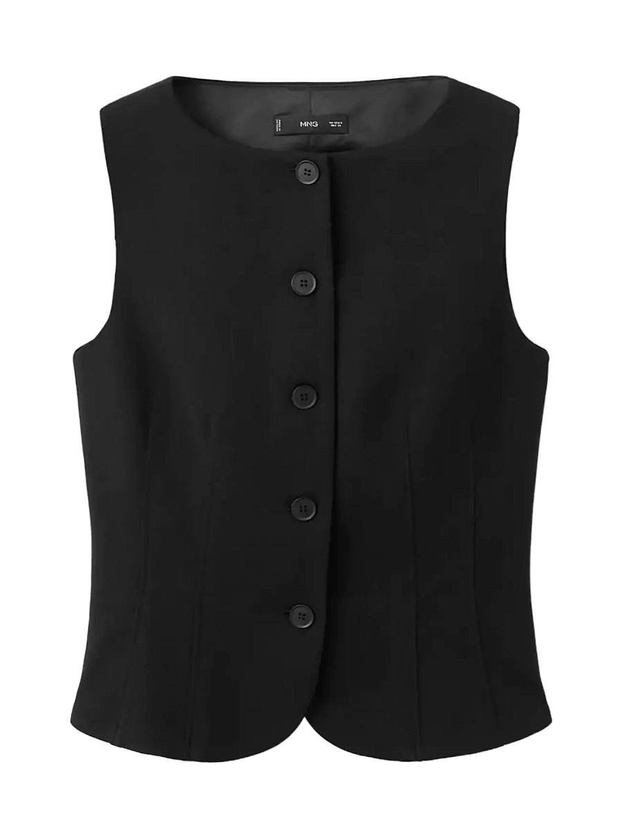 Mango - Suit waistcoat with buttons - kostymvästar - black - 1