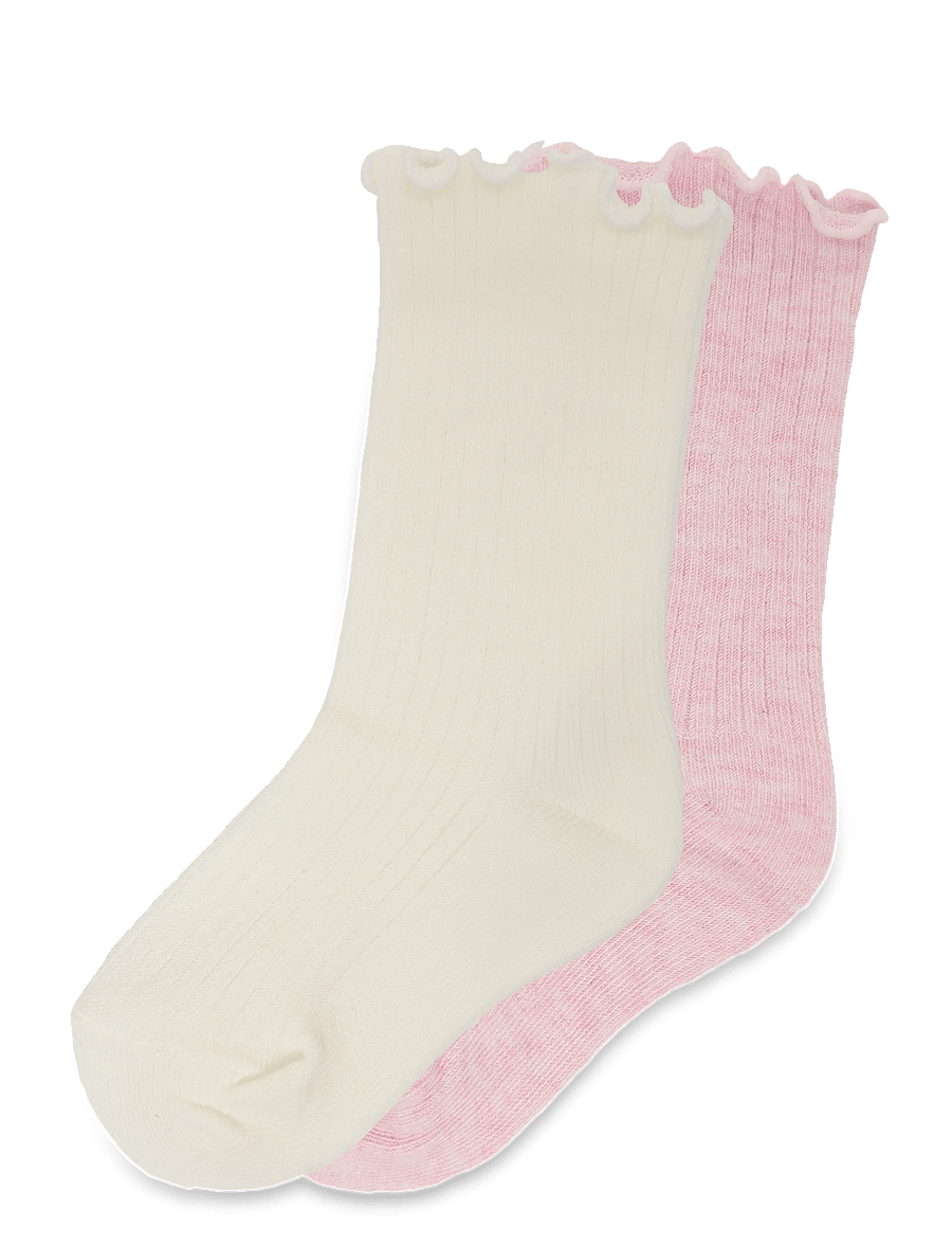 Mango - 2 pack ribbed socks - babysokker - pink - 0