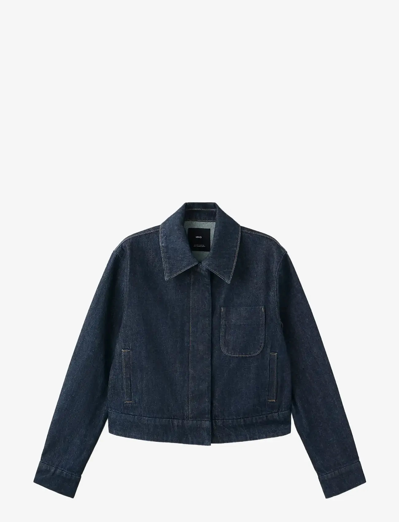 Mango - Fitted denim jacket with pockets - forårsjakker - open blue - 1
