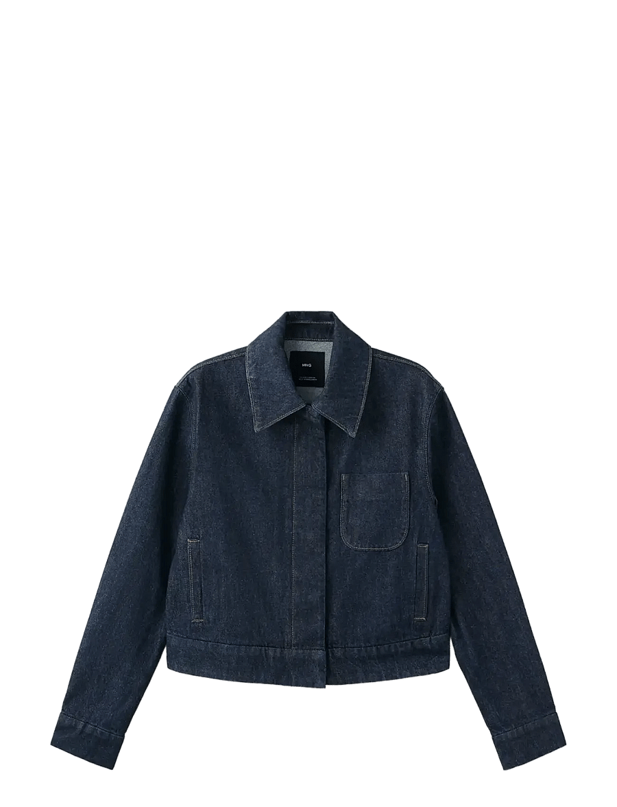 Mango - Fitted denim jacket with pockets - vårjackor - open blue - 1