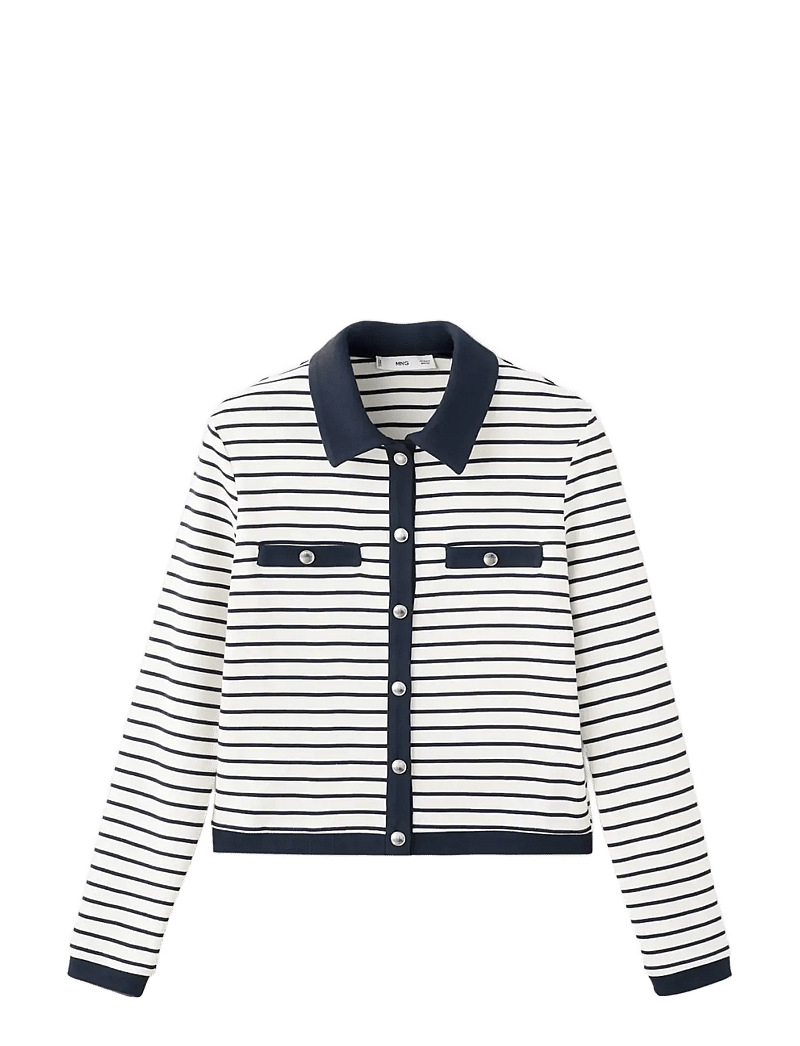 Mango - Striped cardigan with jewel buttons - cardigans - navy - 1