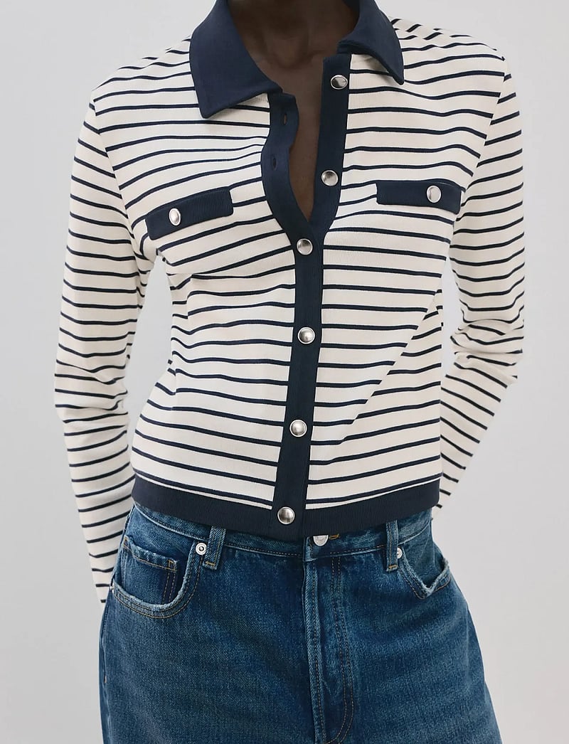 Mango - Striped cardigan with jewel buttons - cardigans - navy - 0