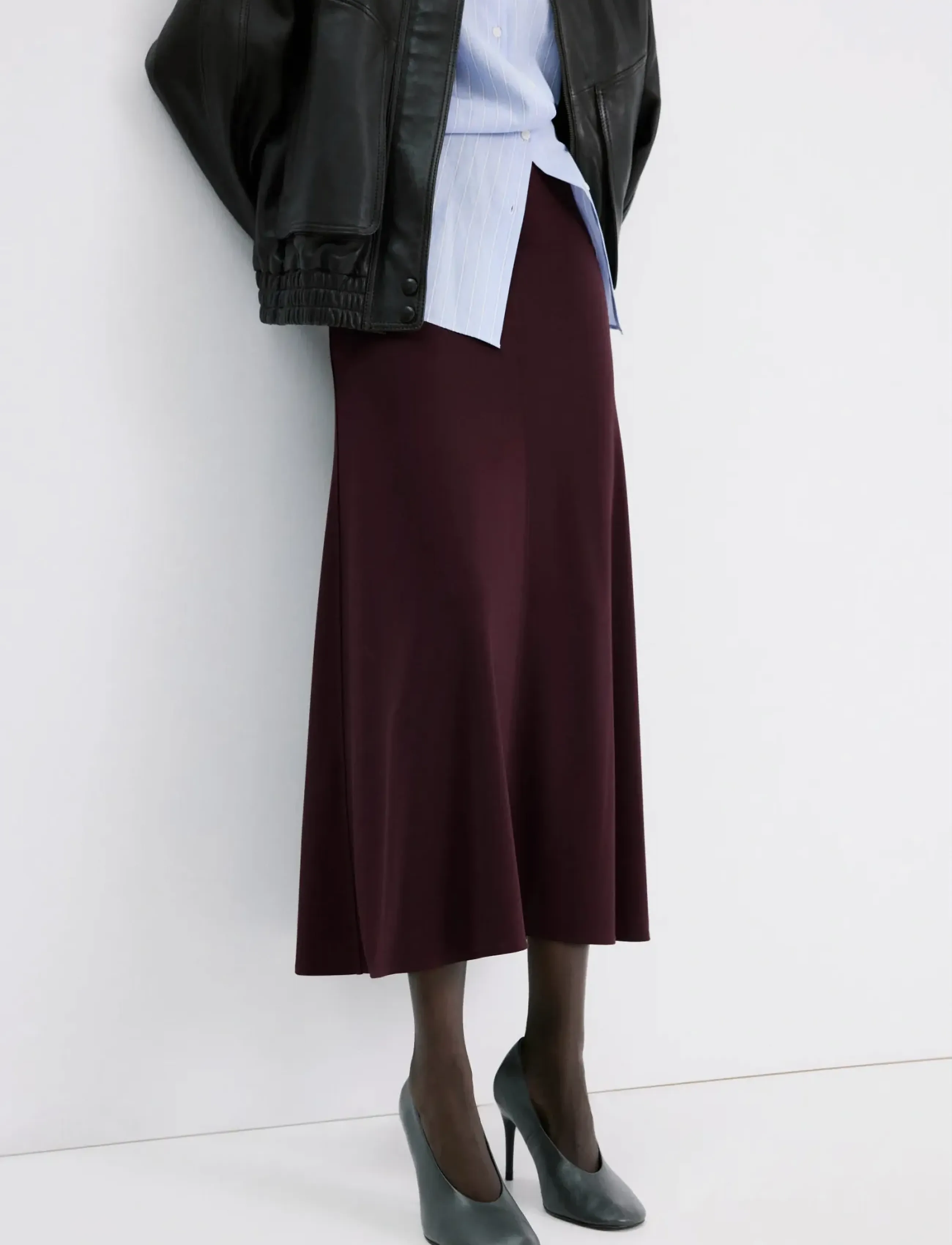 Mango Fine knit midi skirt - Midi-Röcke - DARK RED / burgundy