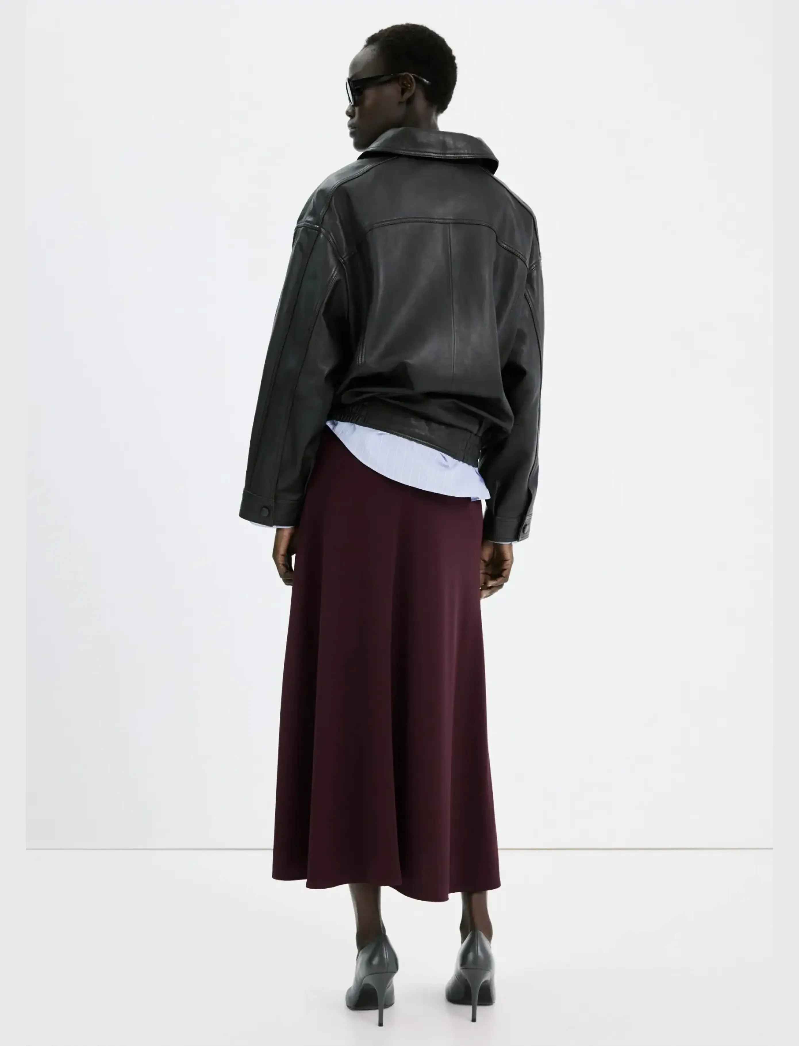 Mango - Fine knit midi skirt - midi nederdele - dark red - 2