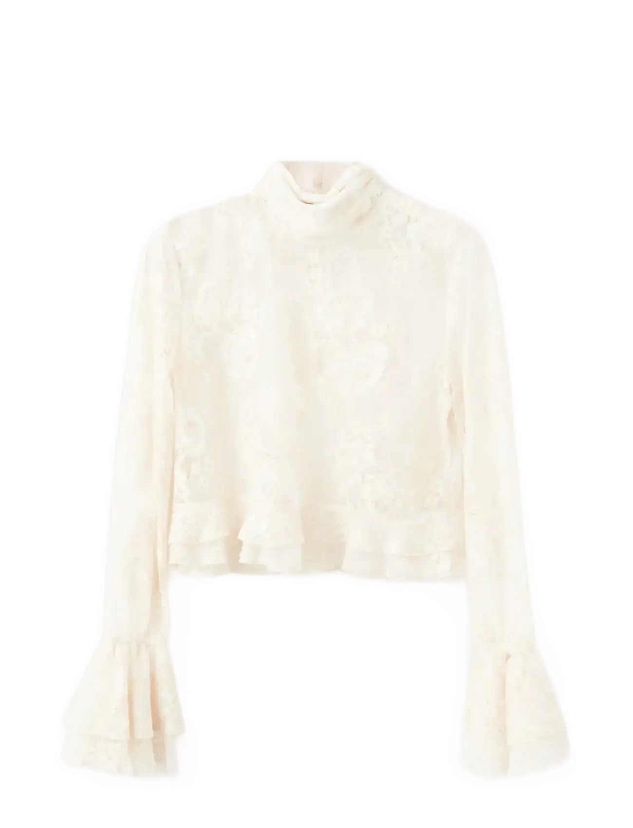 Mango Ruffled embroidered blouse - Blusen - LIGHT BEIGE / cream
