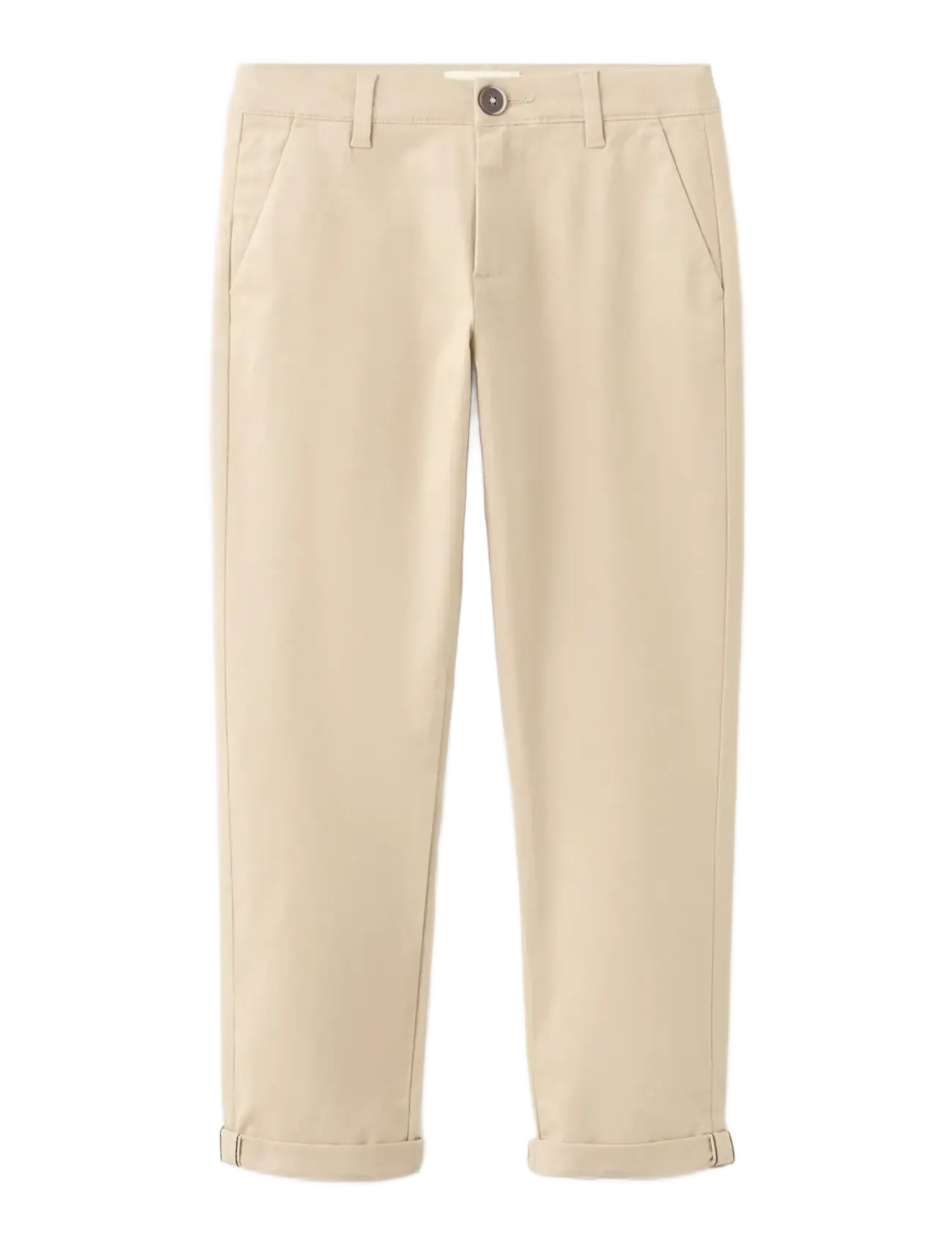 Mango Chino trousers with turn-up hem - Kläder - LIGHT BEIGE / cream