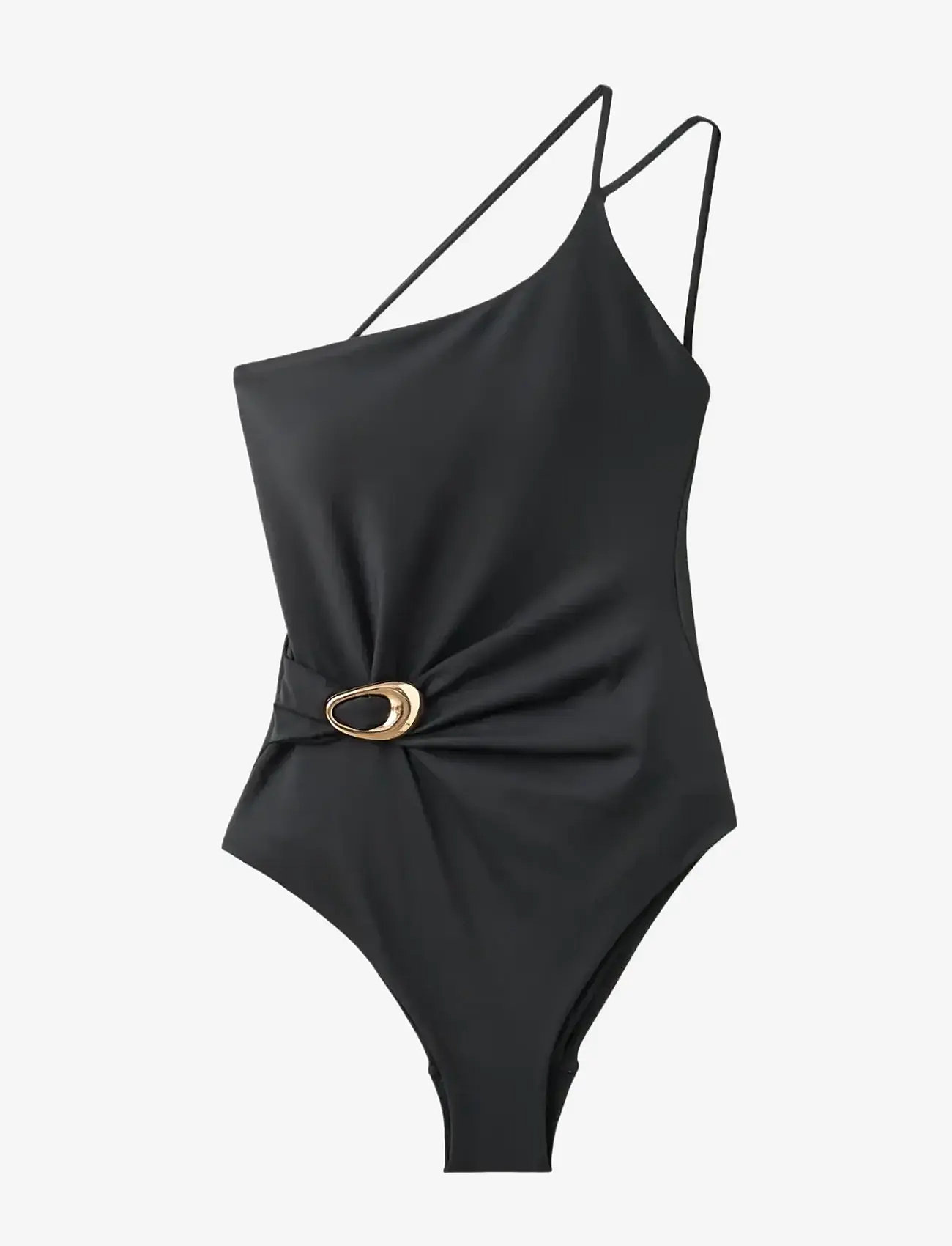 Mango - Asymmetrical swimsuit with gathered detail - badedragter - black - 1