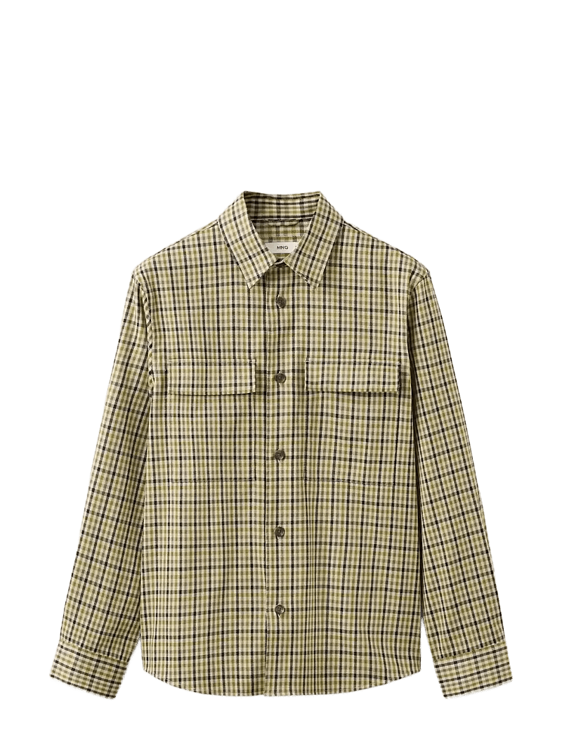 Mango - Checked jacket with button print - forårsjakker - dark green - 1