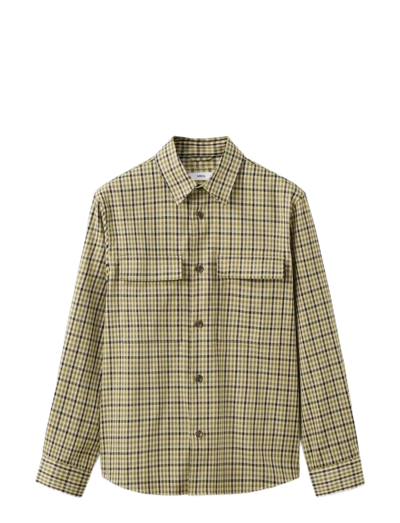Mango Checked jacket with button print - Riided - DARK GREEN / khaki/green