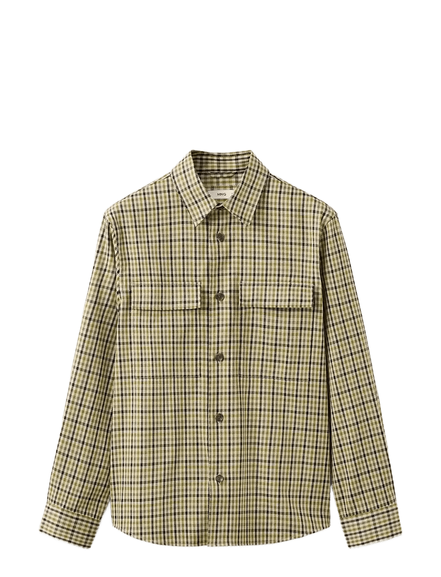 Mango - Checked jacket with button print - vårjackor - dark green - 1