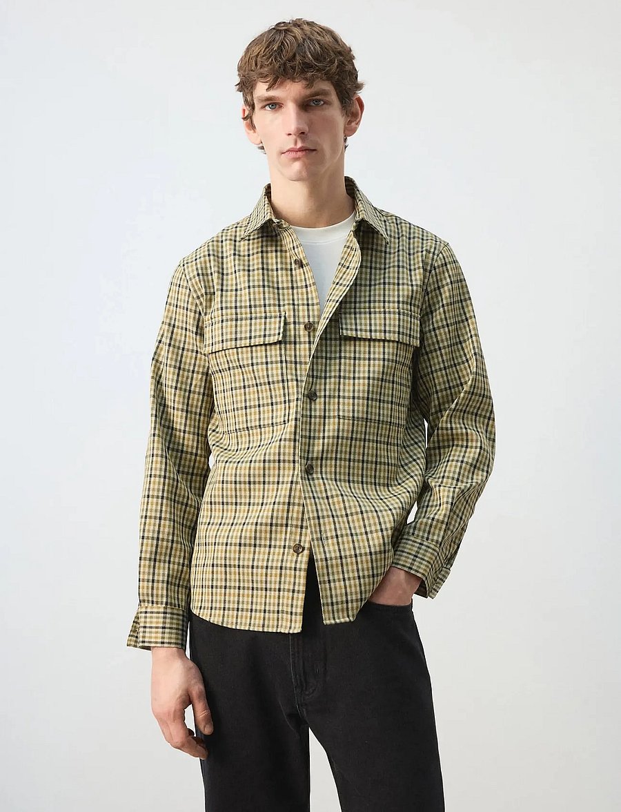 Mango - Checked jacket with button print - vårjackor - dark green - 0