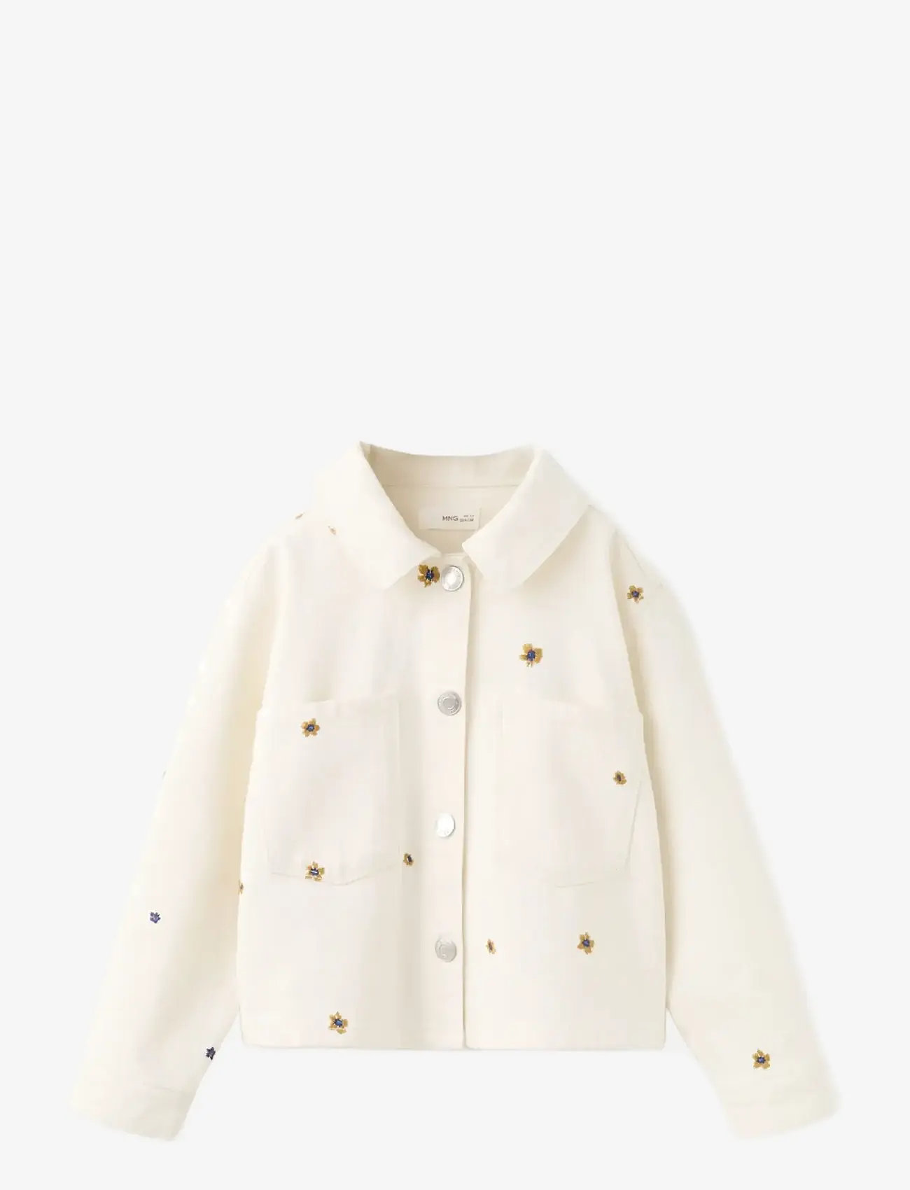 Mango - Denim jacket with embroidered details - denimjakker - light beige - 1