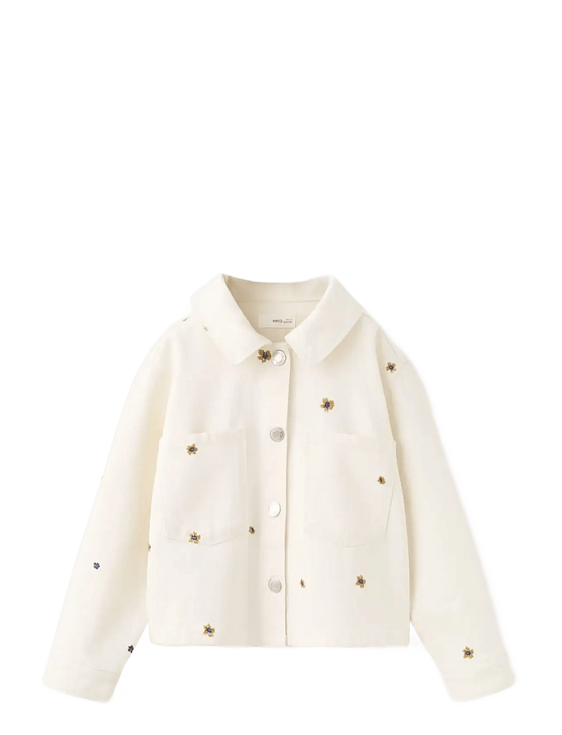 Mango - Denim jacket with embroidered details - denimjakker - light beige - 1