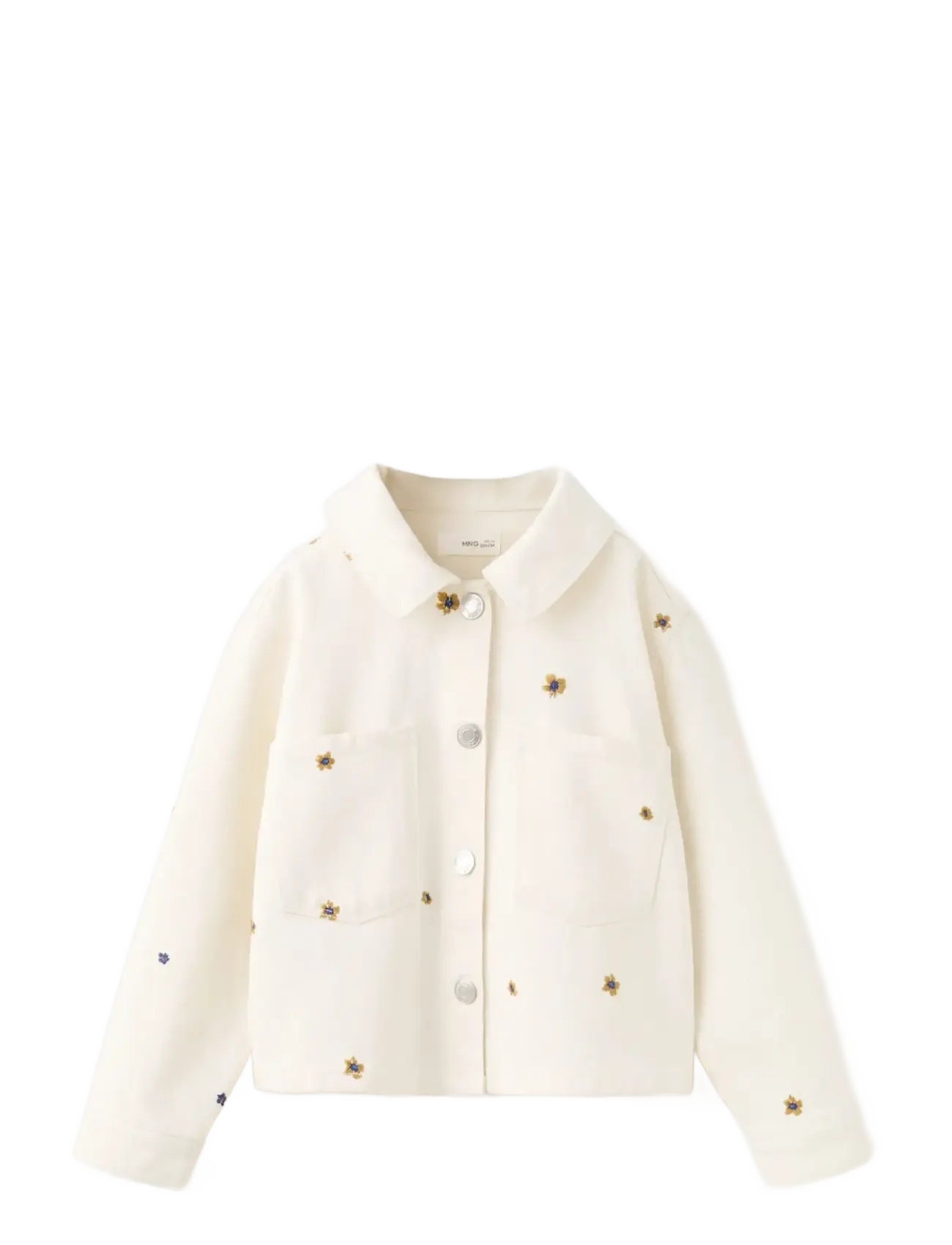 Mango Denim jacket with embroidered details - Jeansjackor - LIGHT BEIGE / silver