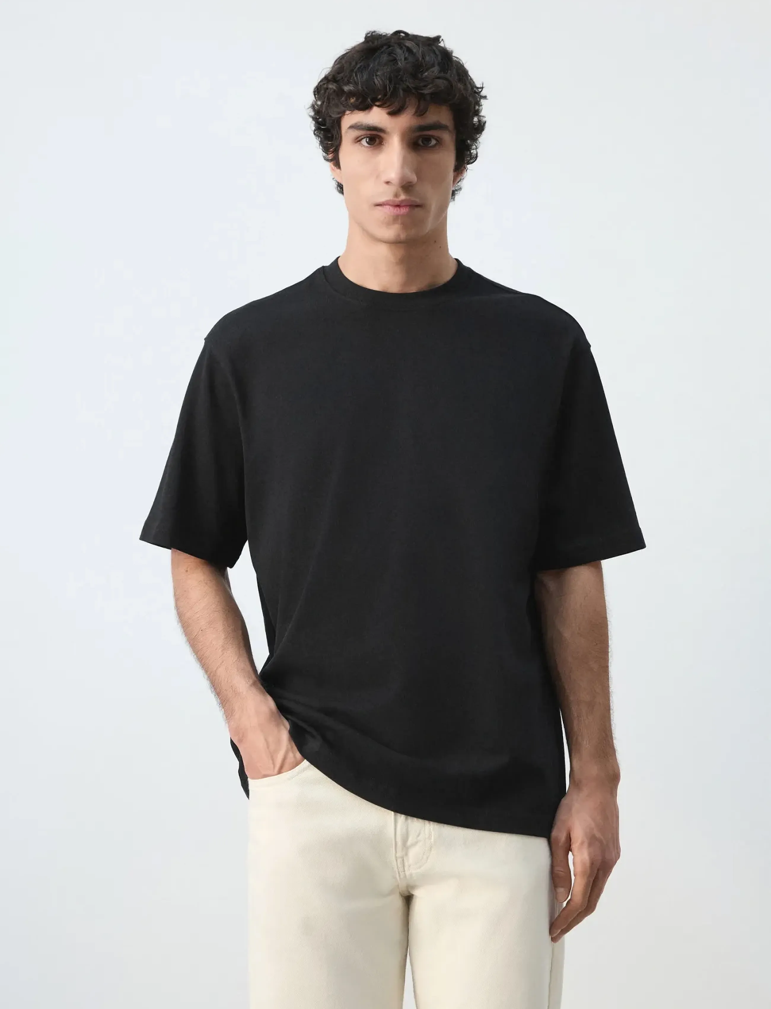Mango Heavy weight relaxed fit T-shirt - T-Shirts - BLACK / black