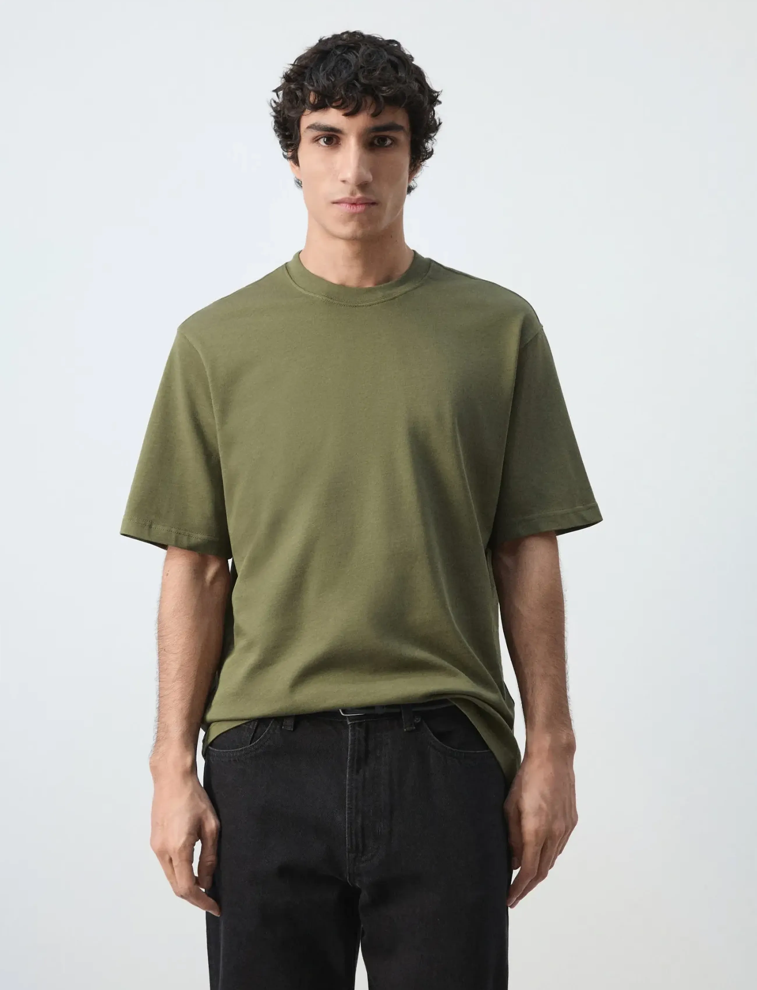 Mango Heavy weight relaxed fit T-shirt - T-Shirts - DARK GREEN / khaki/green