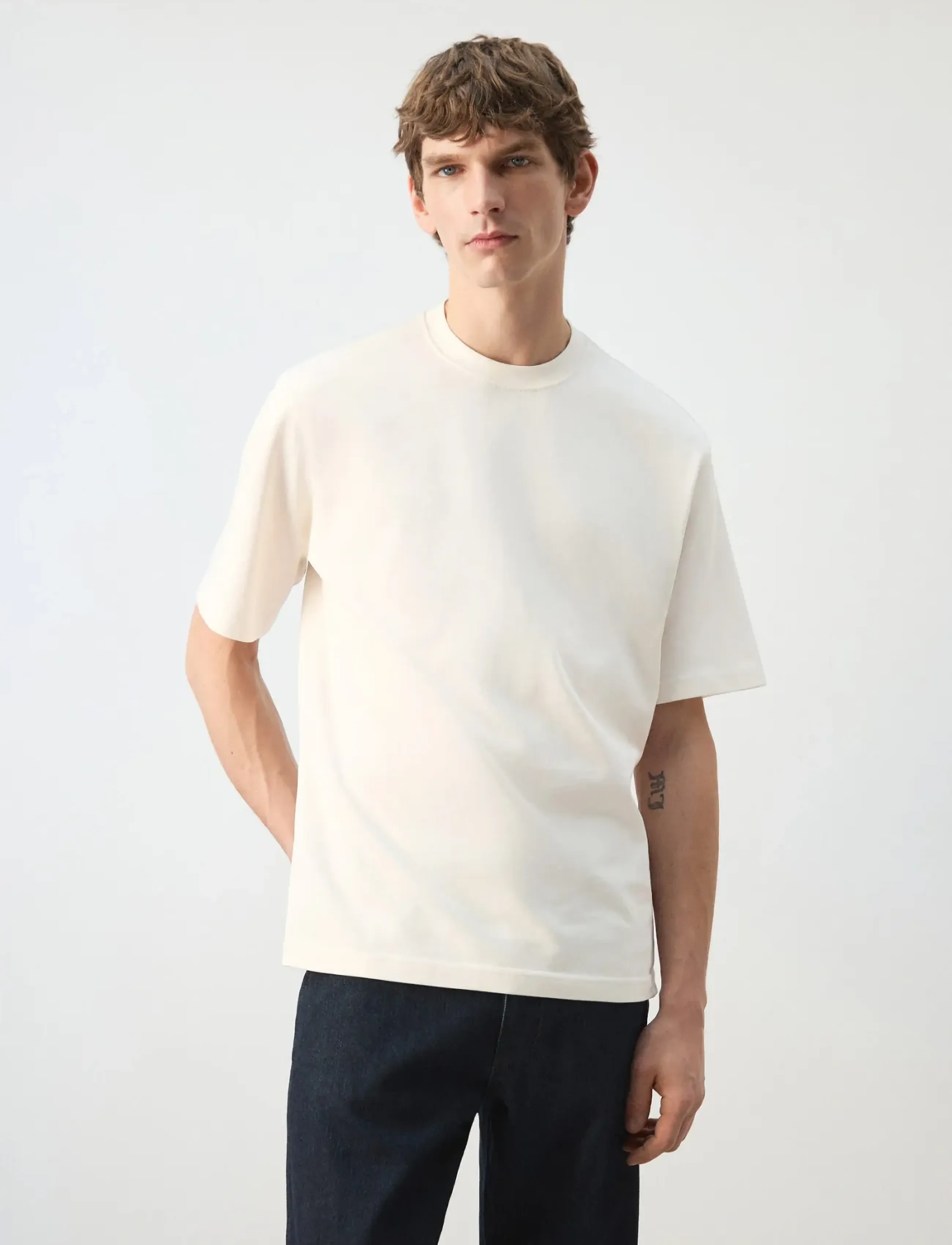 Mango Heavy weight relaxed fit T-shirt - T-Shirts - LIGHT BEIGE / cream