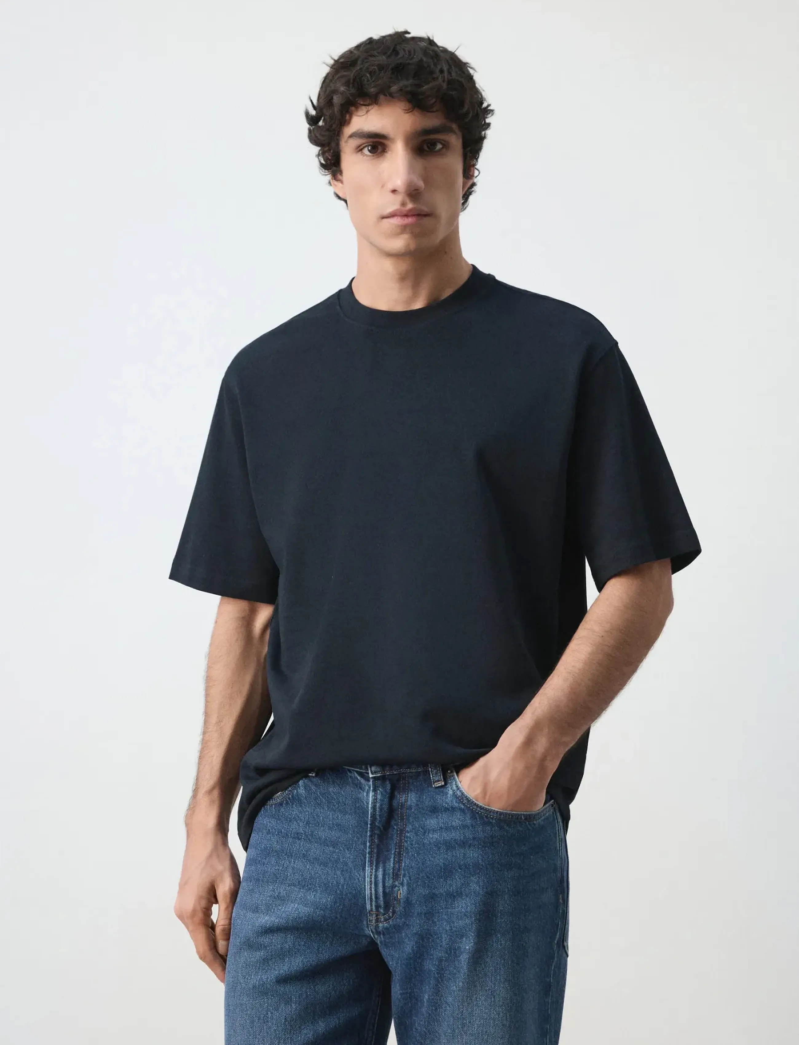 Mango Heavy weight relaxed fit T-shirt - Mango - NAVY / navy