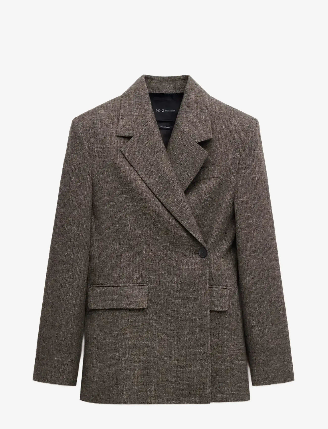 Mango - Herringbone double-breasted suit blazer - zweireihige blazer - dark brown - 1