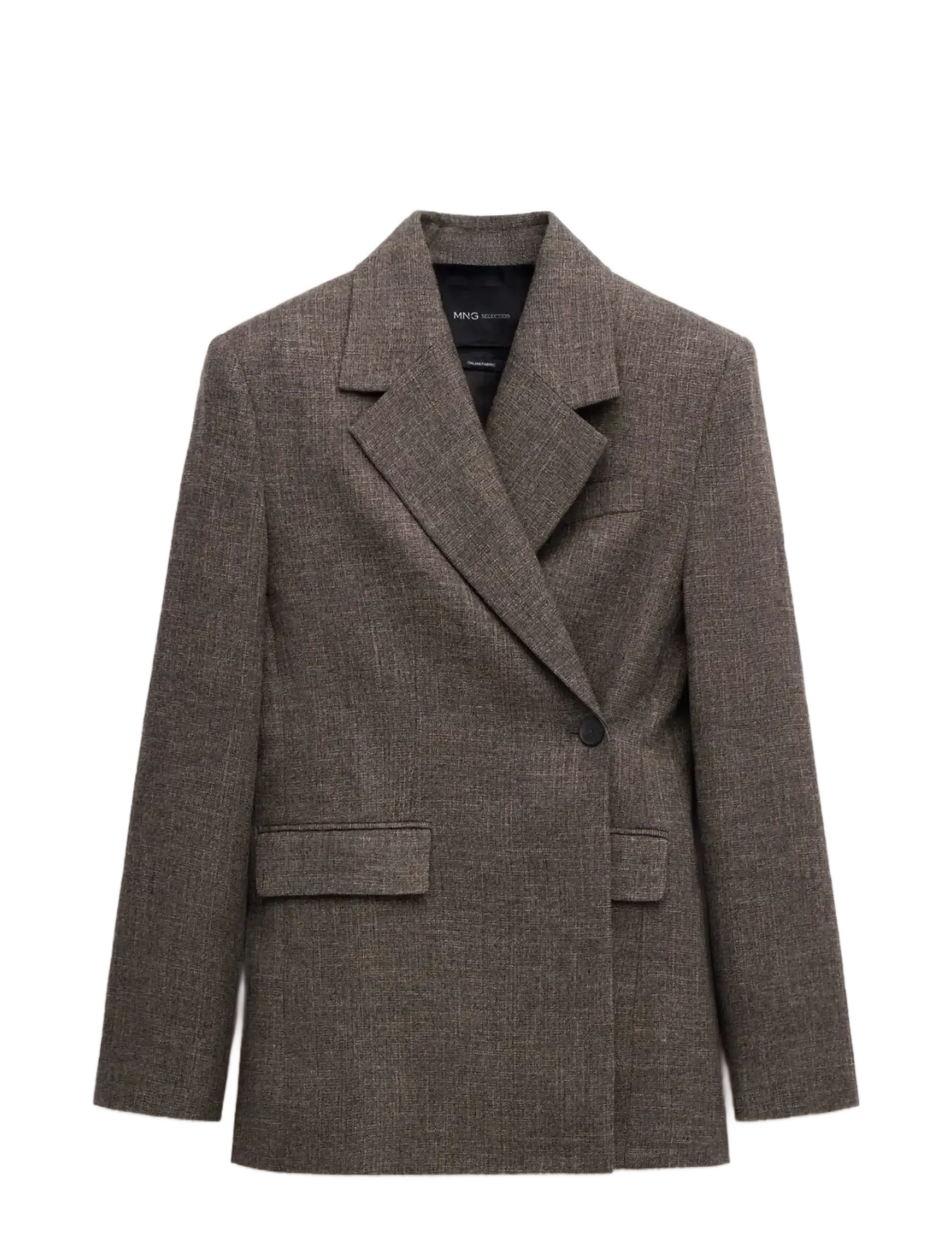 Mango Herringbone double-breasted suit blazer - Modetrends - DARK BROWN / black