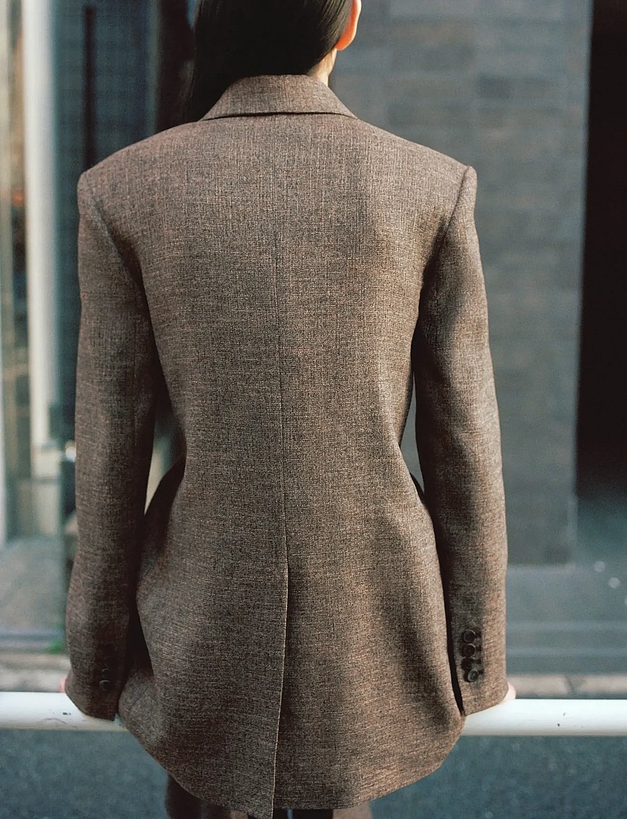 Mango - Herringbone double-breasted suit blazer - dubbelknäppta kavajer - dark brown - 2