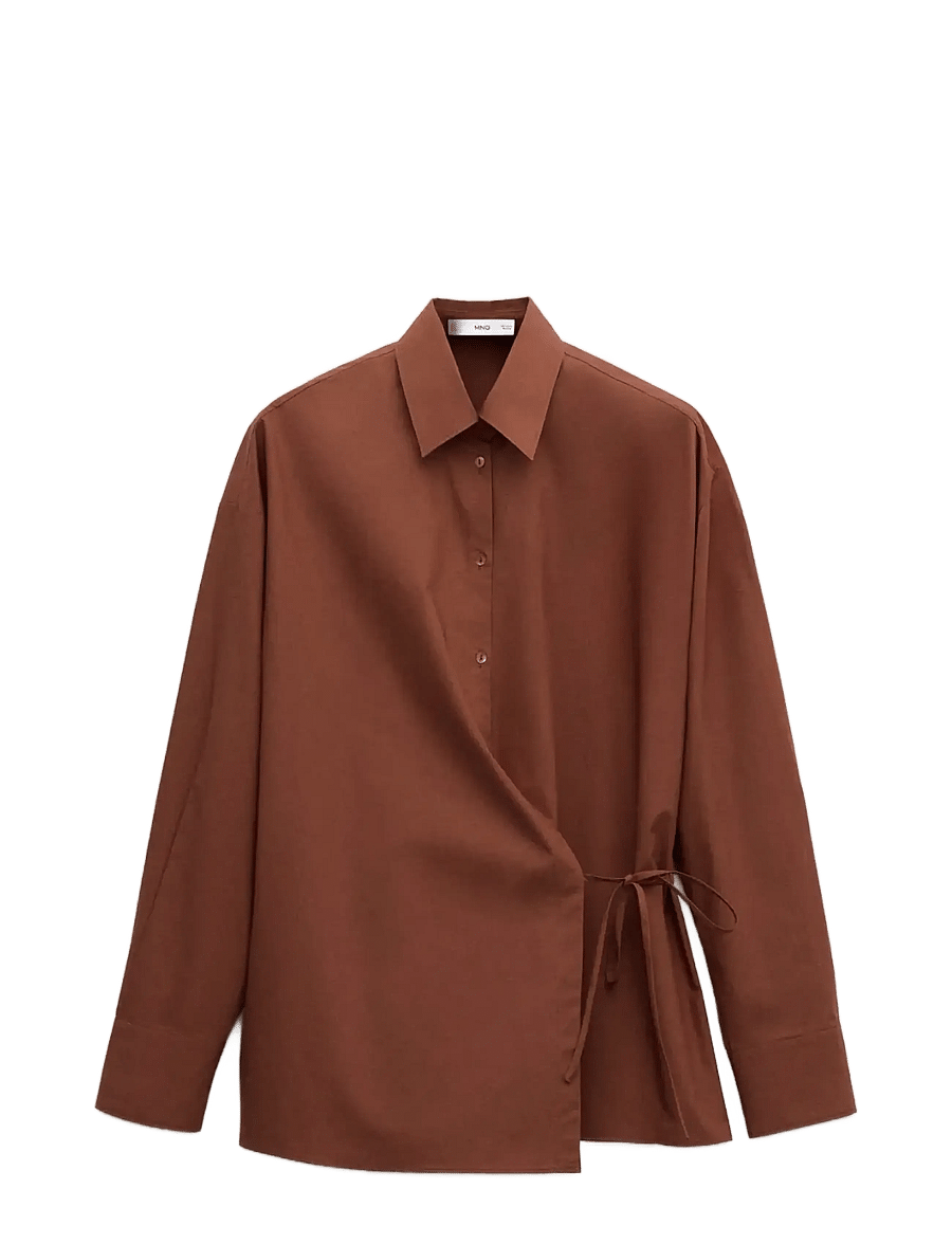 Mango - Cotton cross shirt - långärmade skjortor - rust - copper - 1