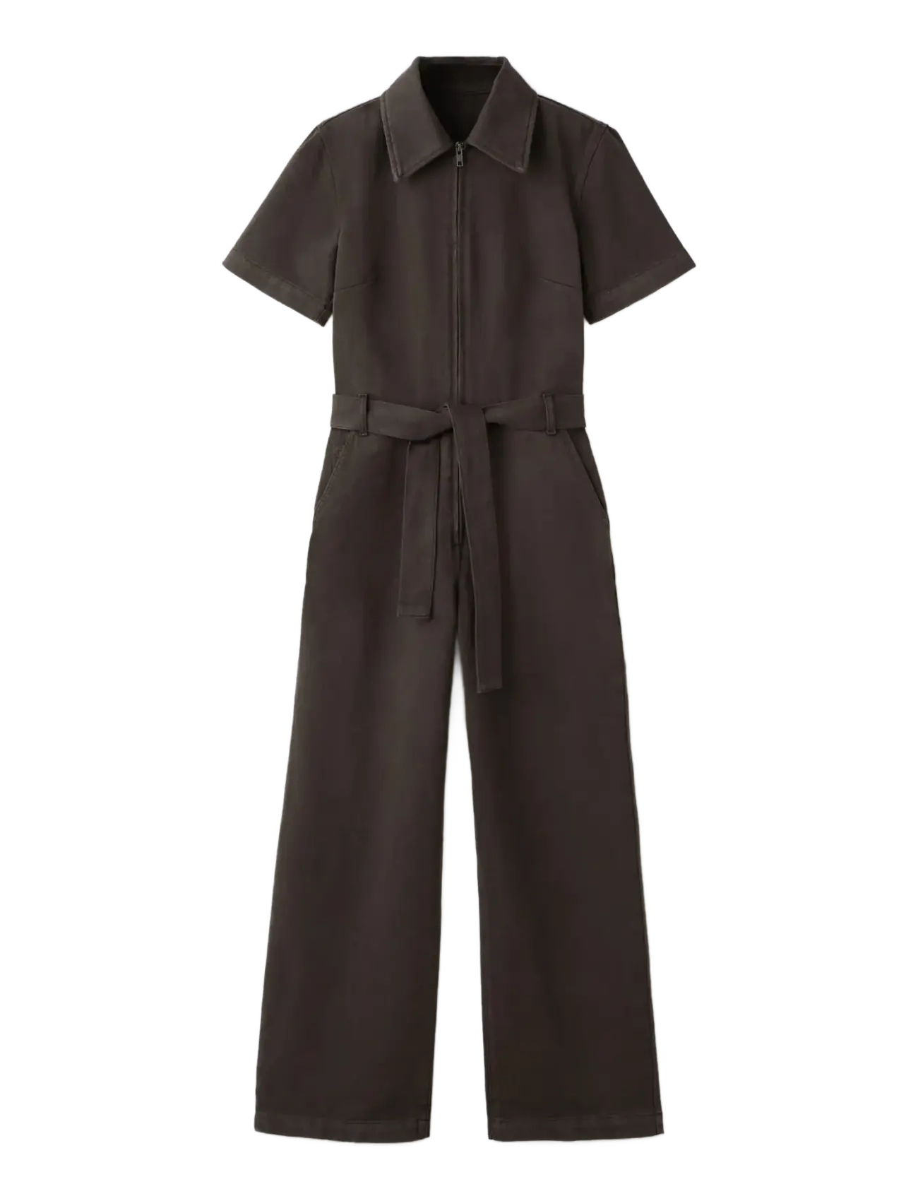 Mango Zip denim jumpsuit - Jumpsuits - DARK BROWN / brown