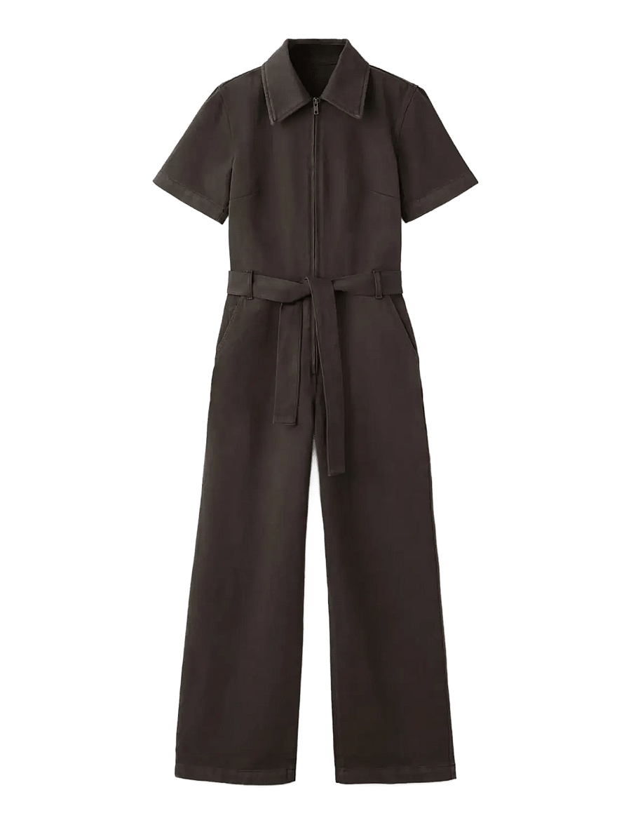 Mango - Zip denim jumpsuit - haalarit - dark brown - 1
