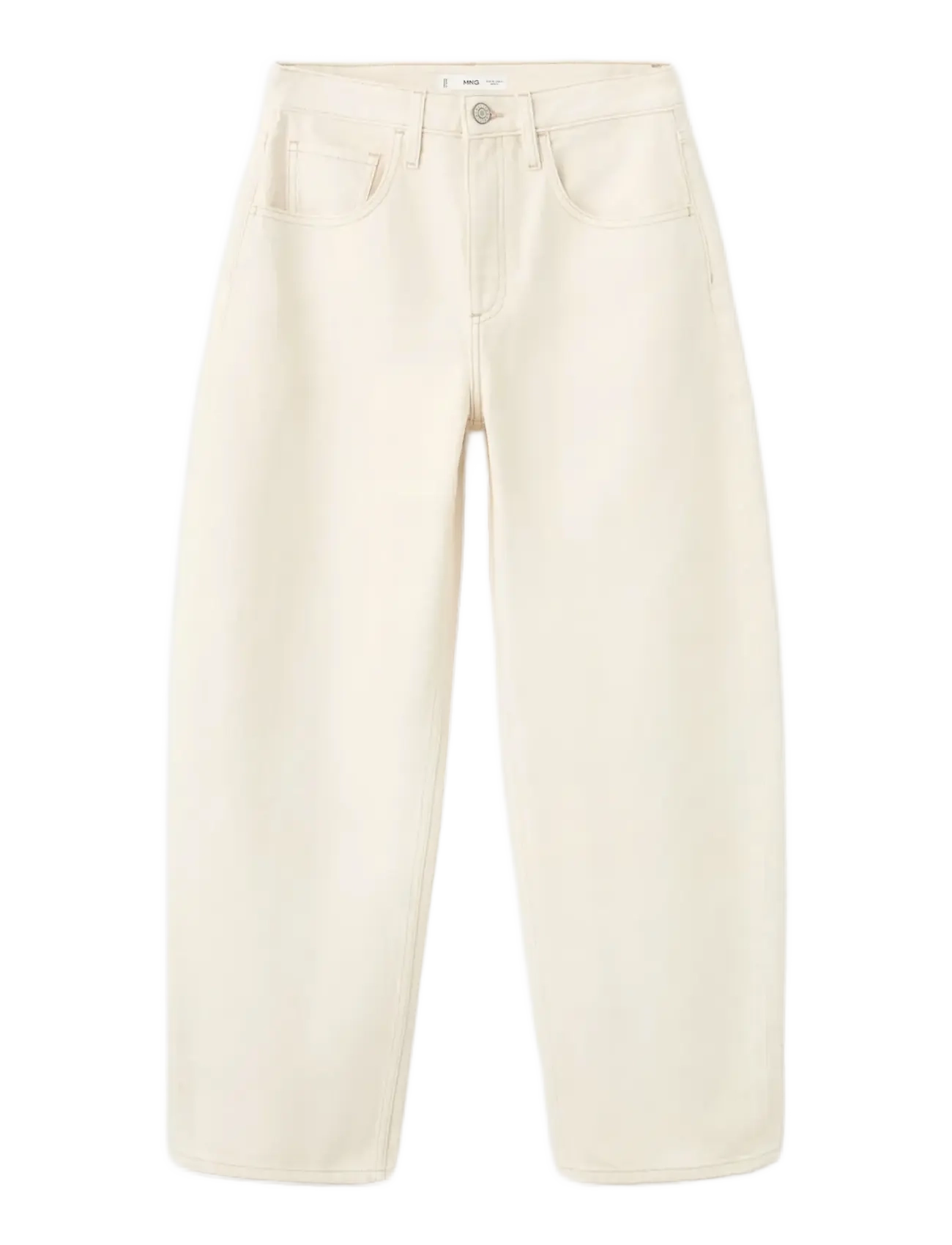MANGO High-Waisted Barrel Jeans Cream - 46 - Damen
