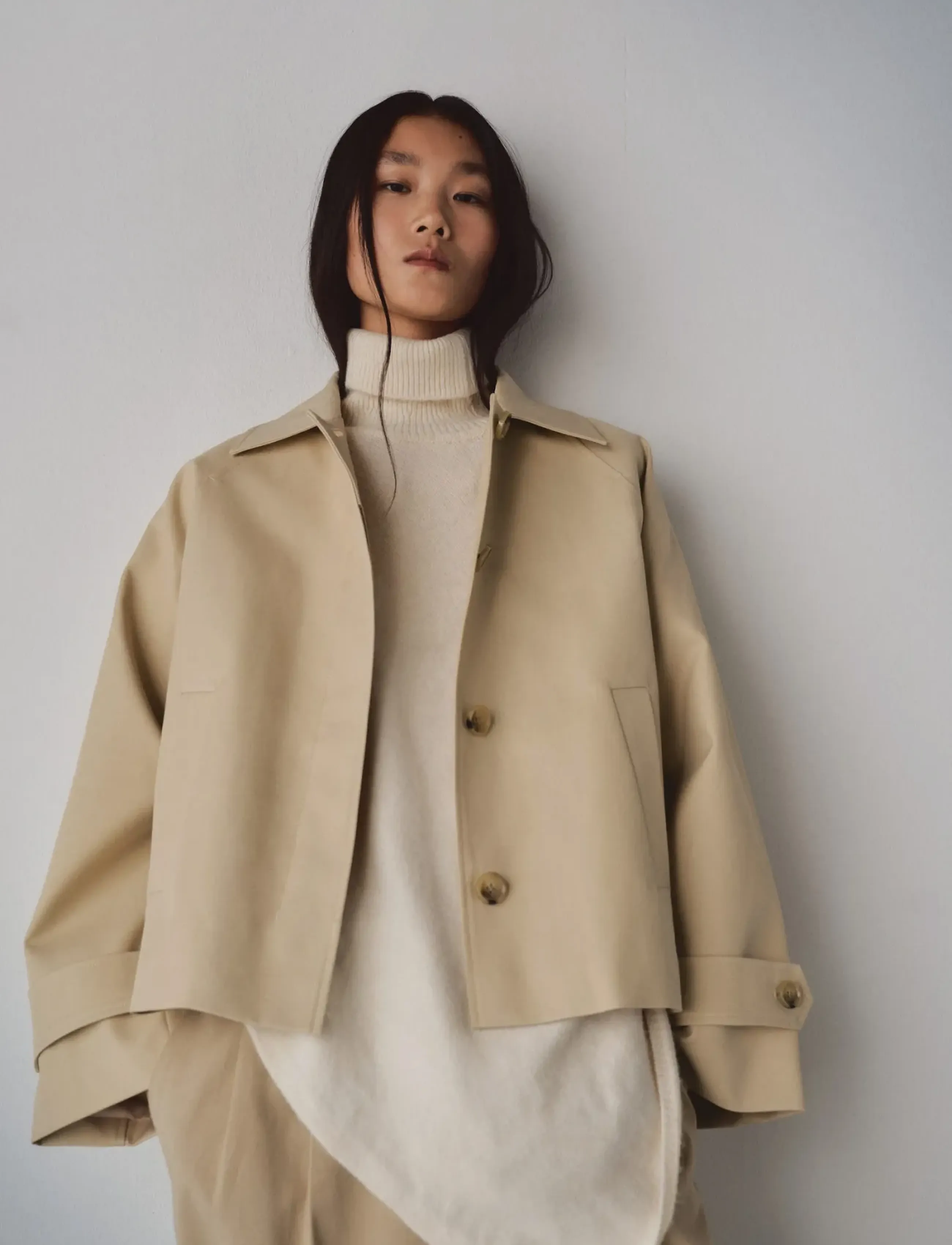 Mango Oversized Short Trench, XL, Jackets, Beige - Light-summer Jacket, Frauen