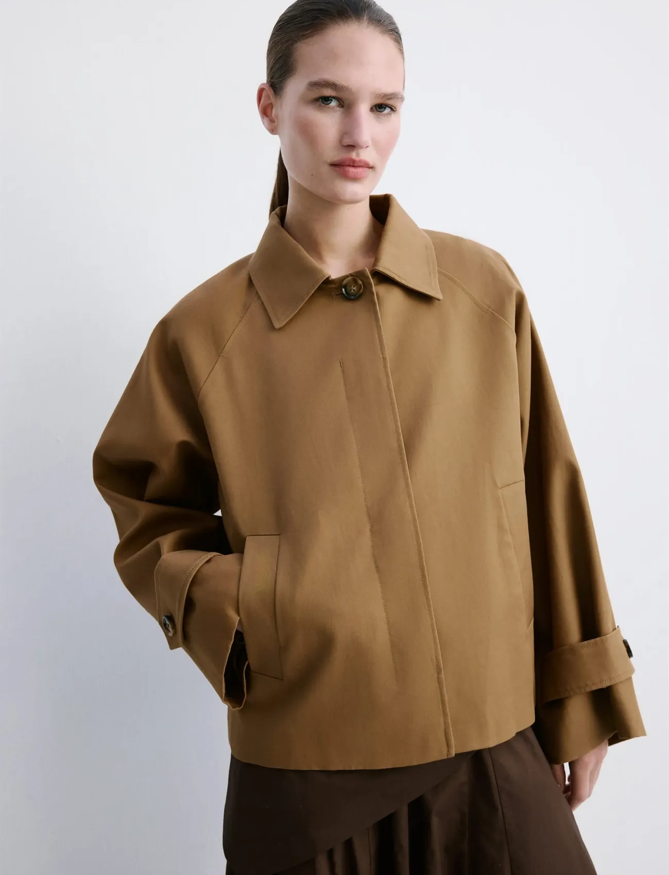 Mango Oversized Short Trench, XL, Jackets, Braun - Light-summer Jacket, Frauen