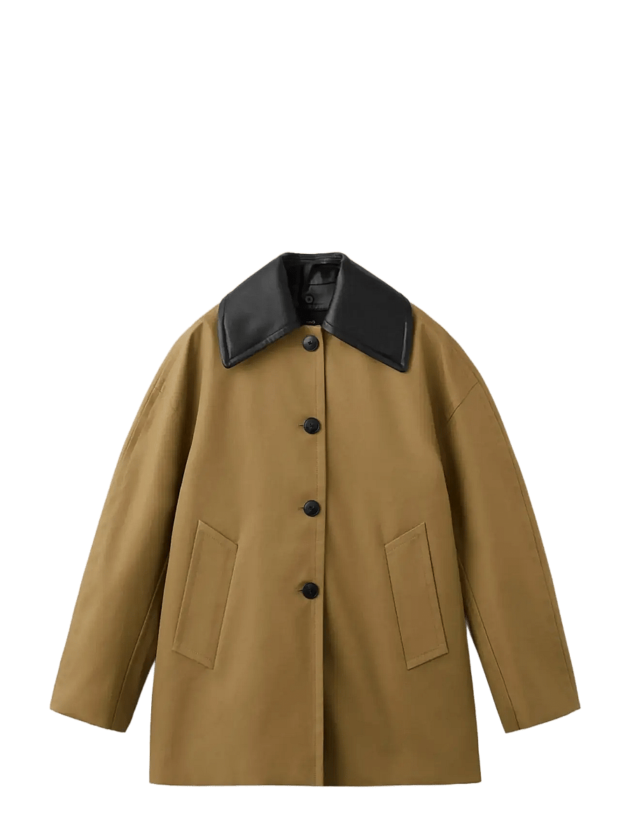 Mango - Faux leather effect trench coat - trenchcoats - medium brown - 1
