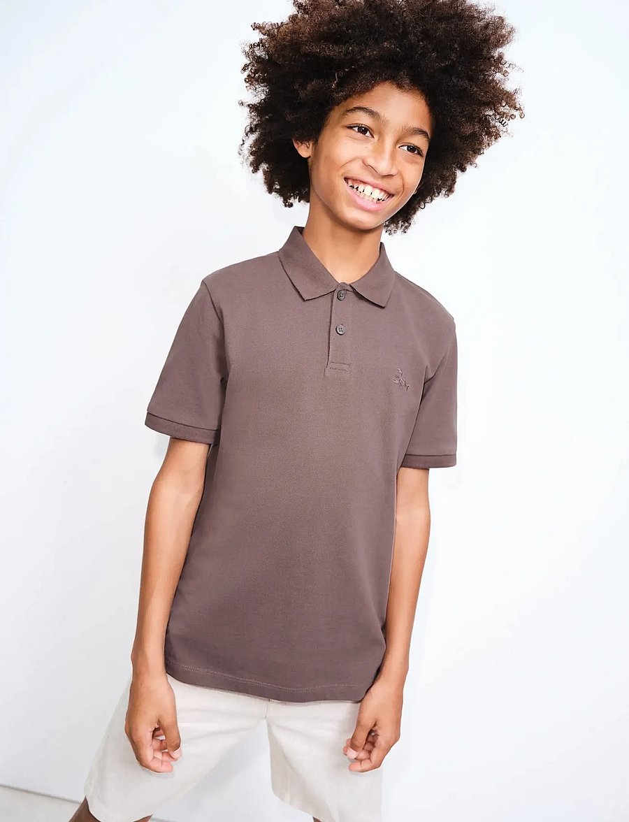 Mango - Cotton polo shirt - kortærmede poloer - dark brown - 0