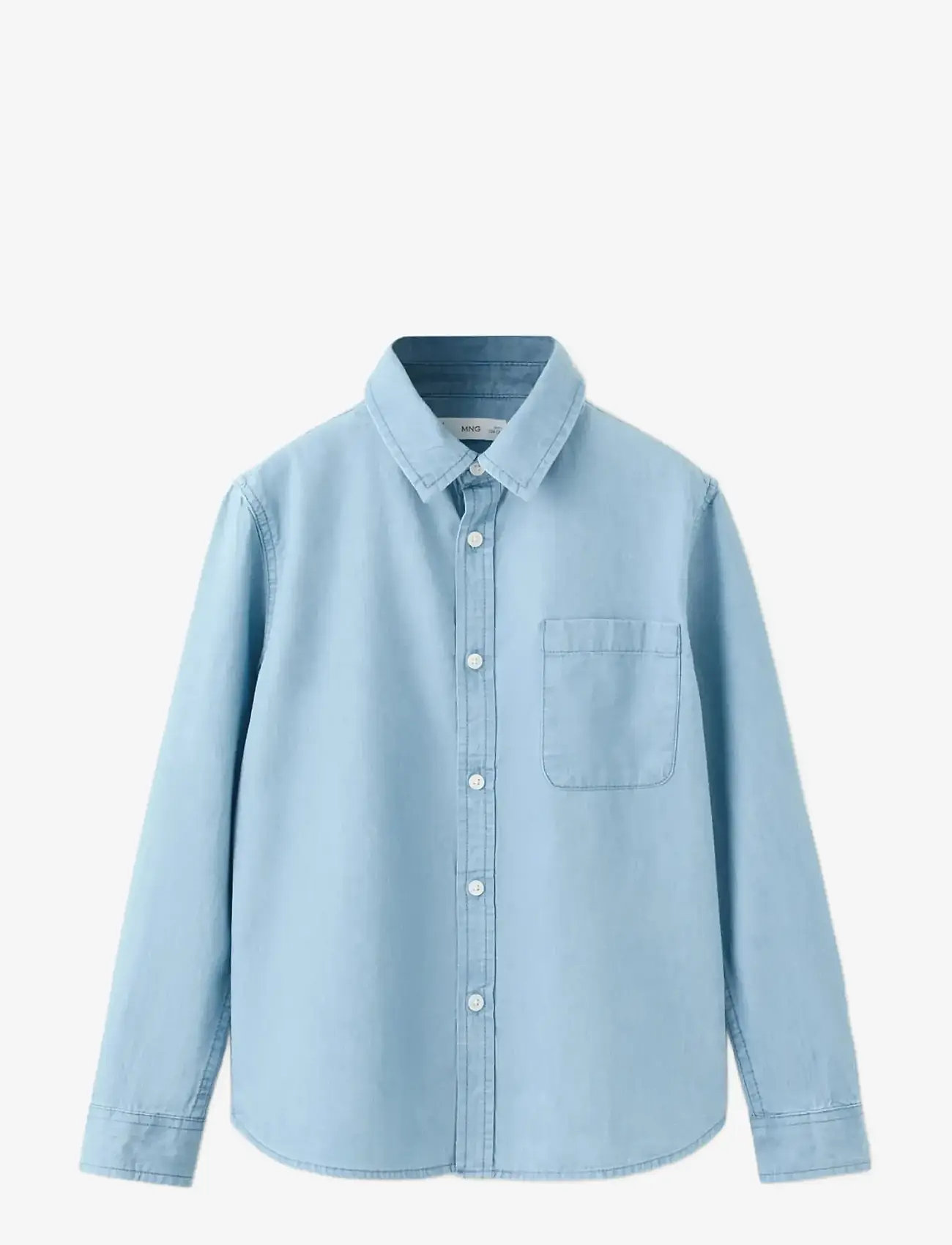 Mango - Cotton denim shirt - långärmade skjortor - open blue - 1