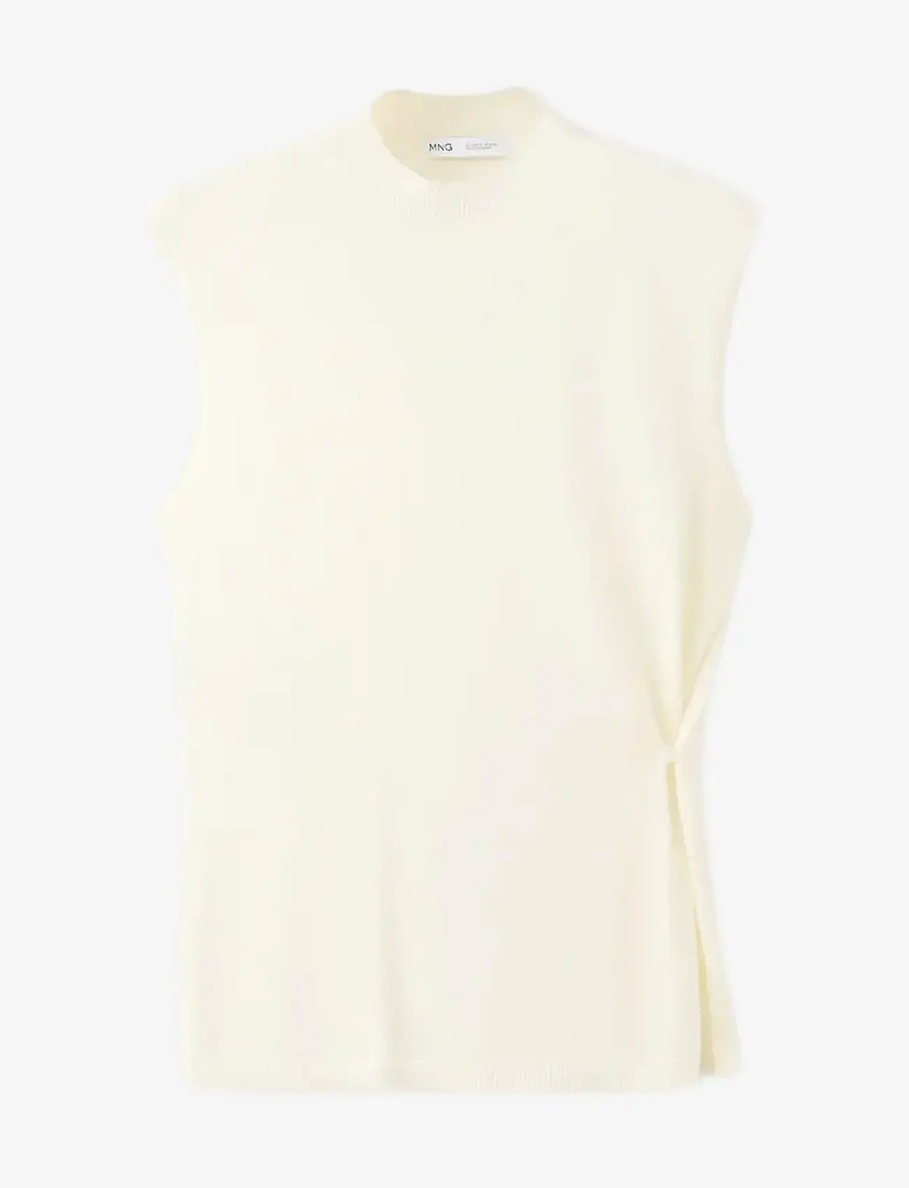 Mango - Side gathered knitted top - linnen - light beige - 1