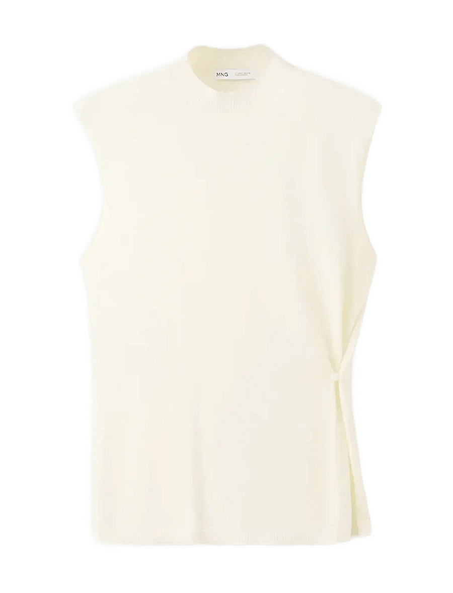 Mango - Side gathered knitted top - Ärmellose tops - light beige - 1