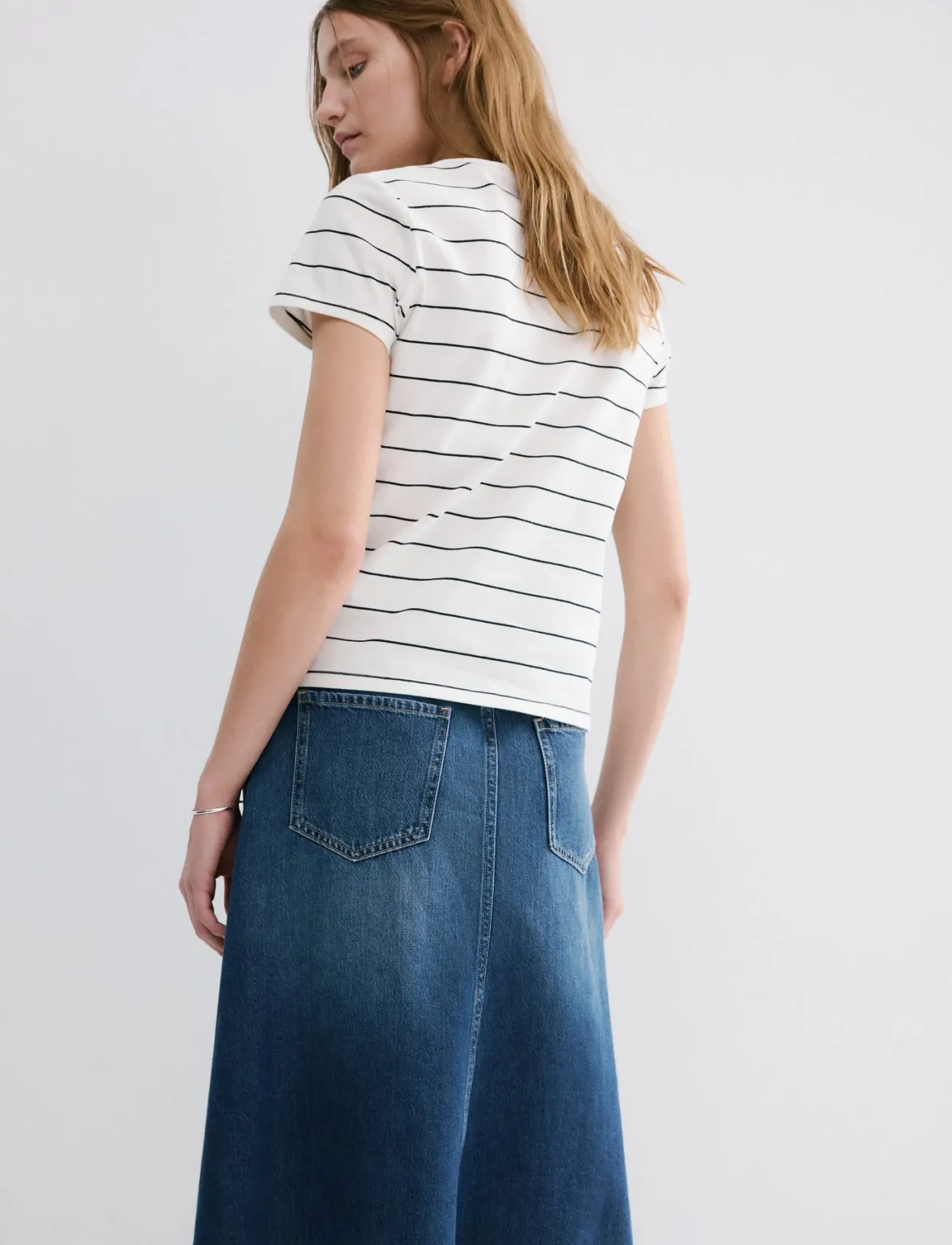 Mango - Striped cotton T-shirt - t-shirts - natural white - 2